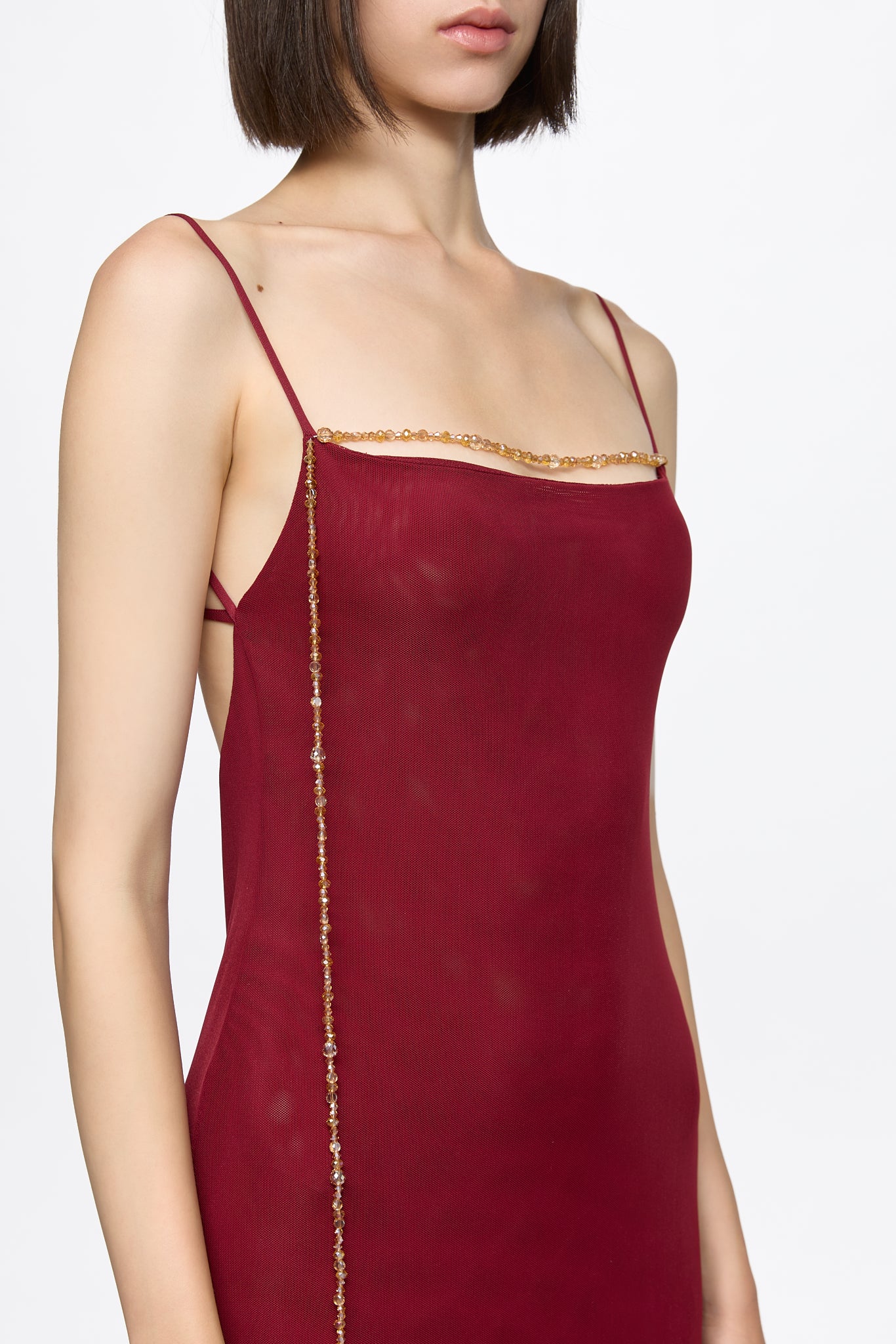 ATU Body Couture Tulle Slip Dress robe tulle cristaux dorés