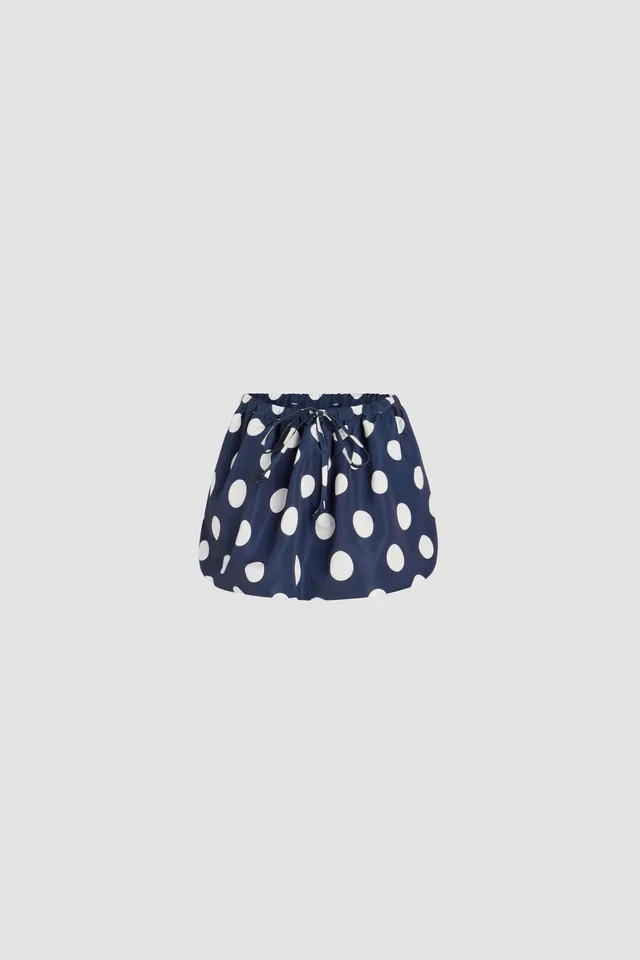 Patou SK081 mini jupe ottoman marine pois recyclé