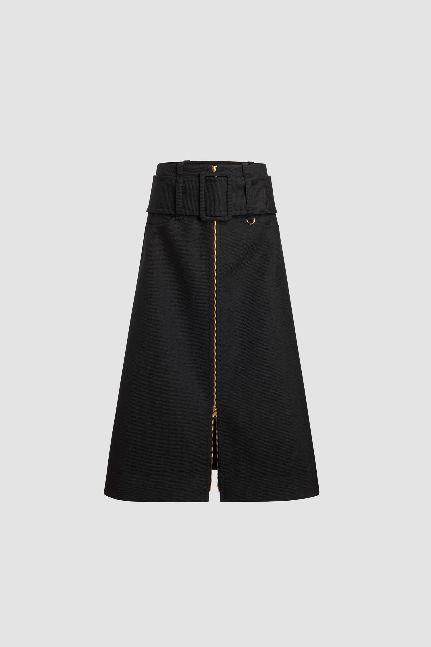 Patou jupe midi laine Noire 34-44 zip ceinture