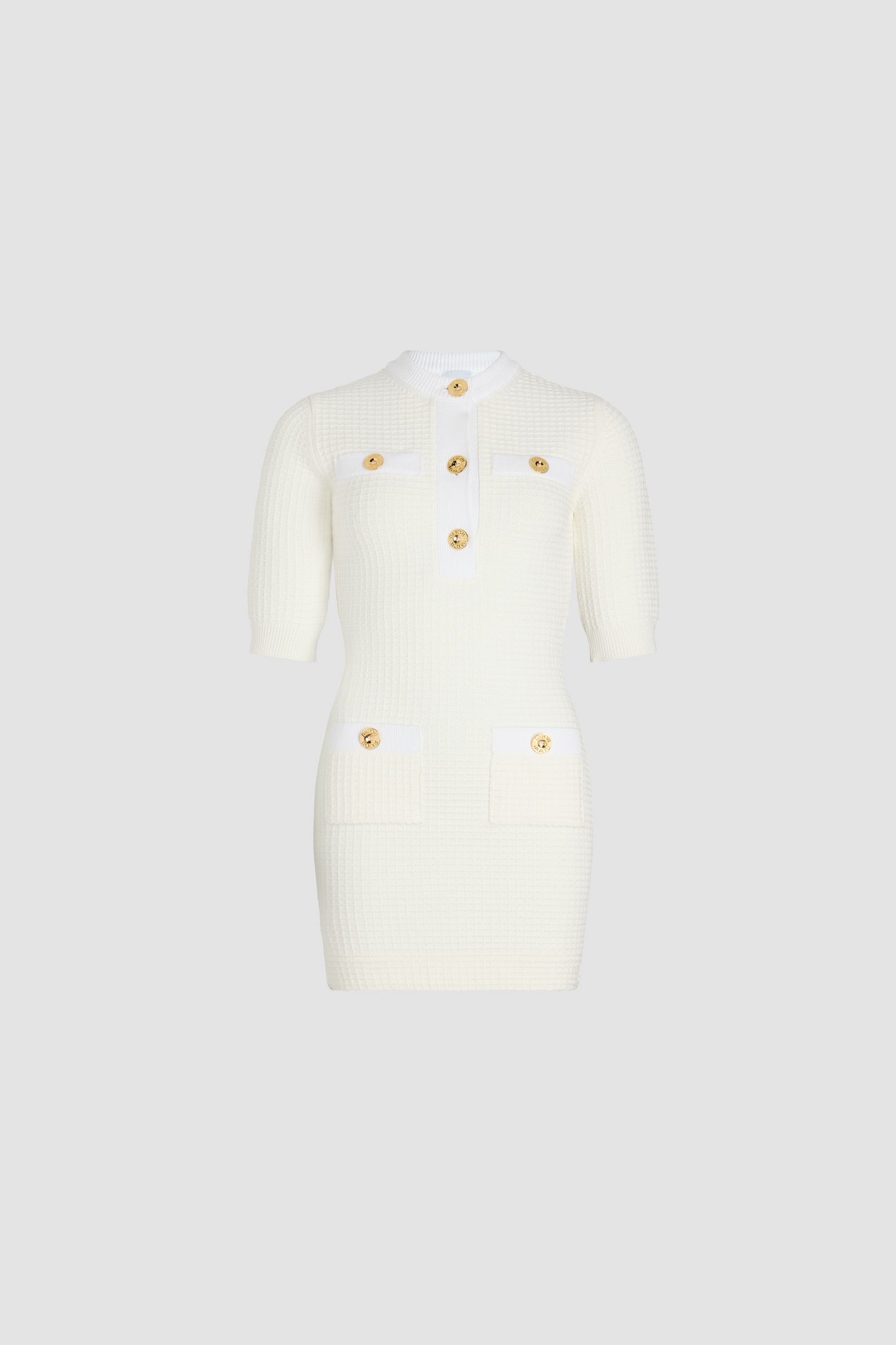 Patou KN239 robe tricot mini ivoire gaufrée