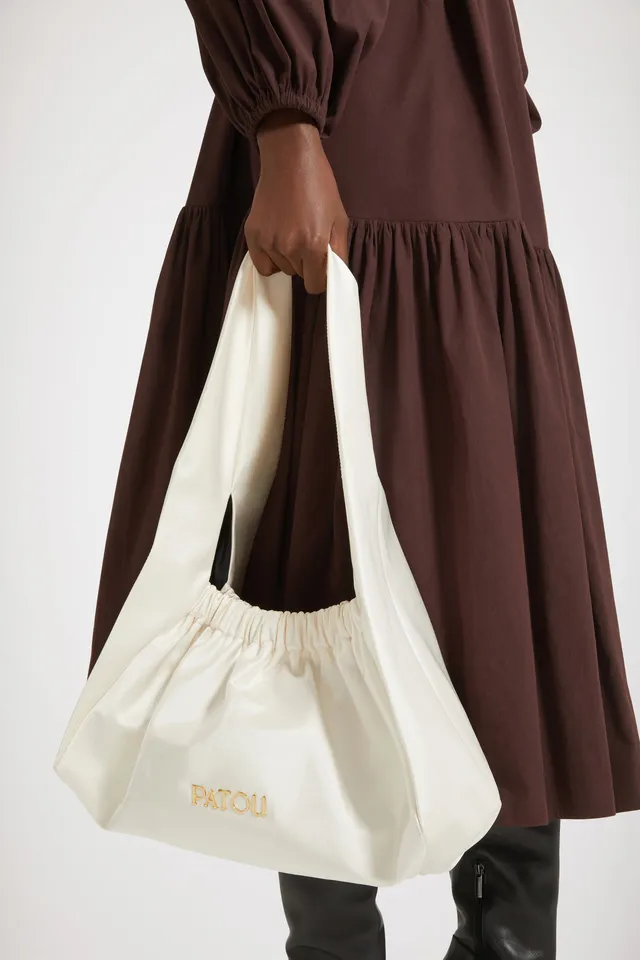 Patou AC0550159009A grand sac satin blanc Biscuit