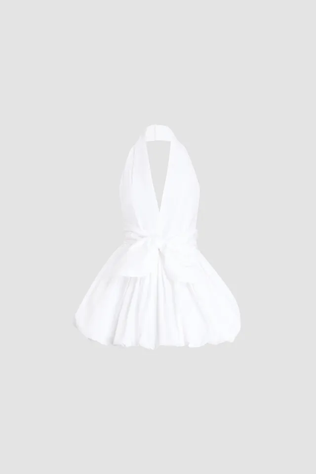 Patou DR233 robe mini bloomer blanche faille recyclée nœud