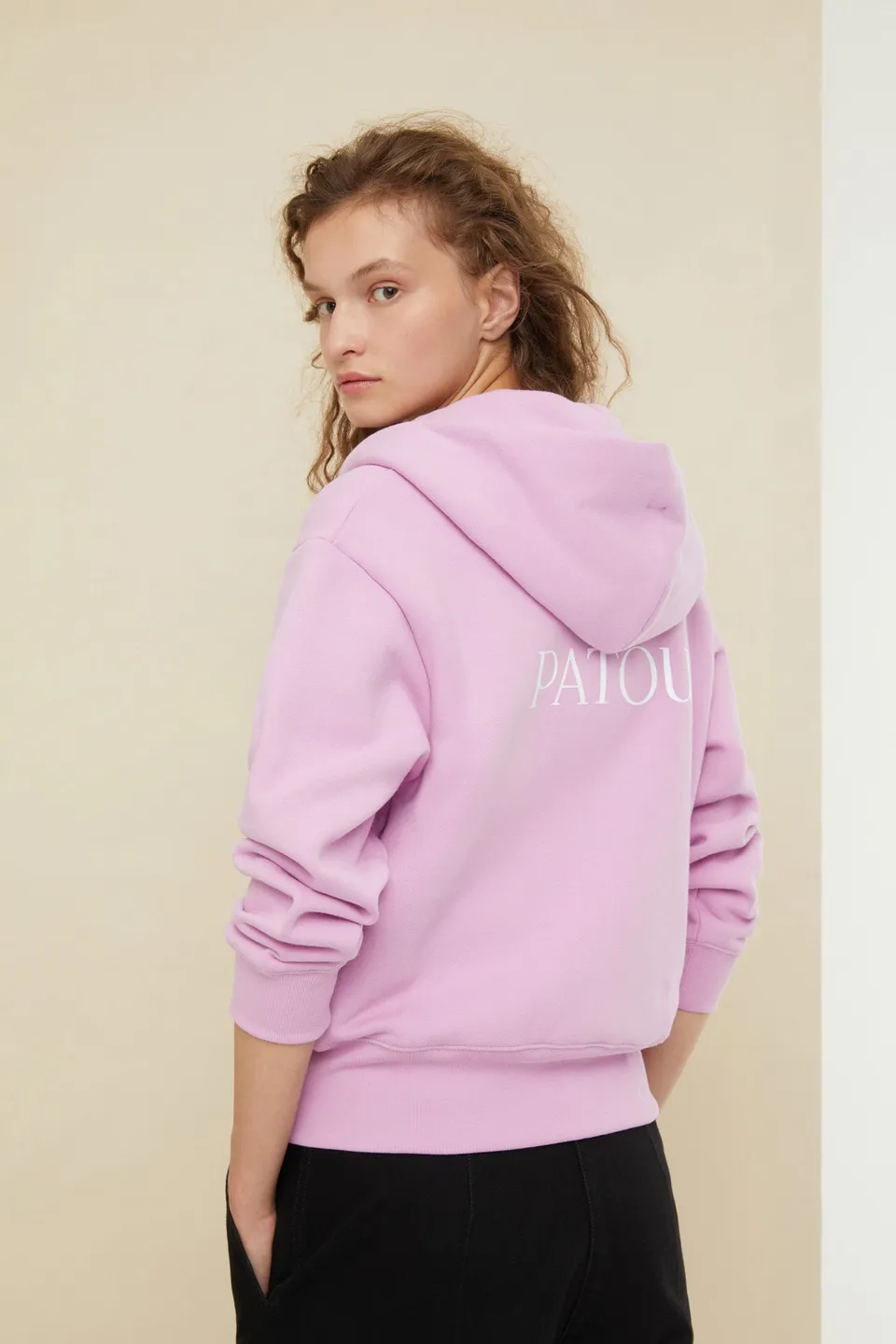 Patou JE007 H21JE0079995475L sweat zip lilas coton bio