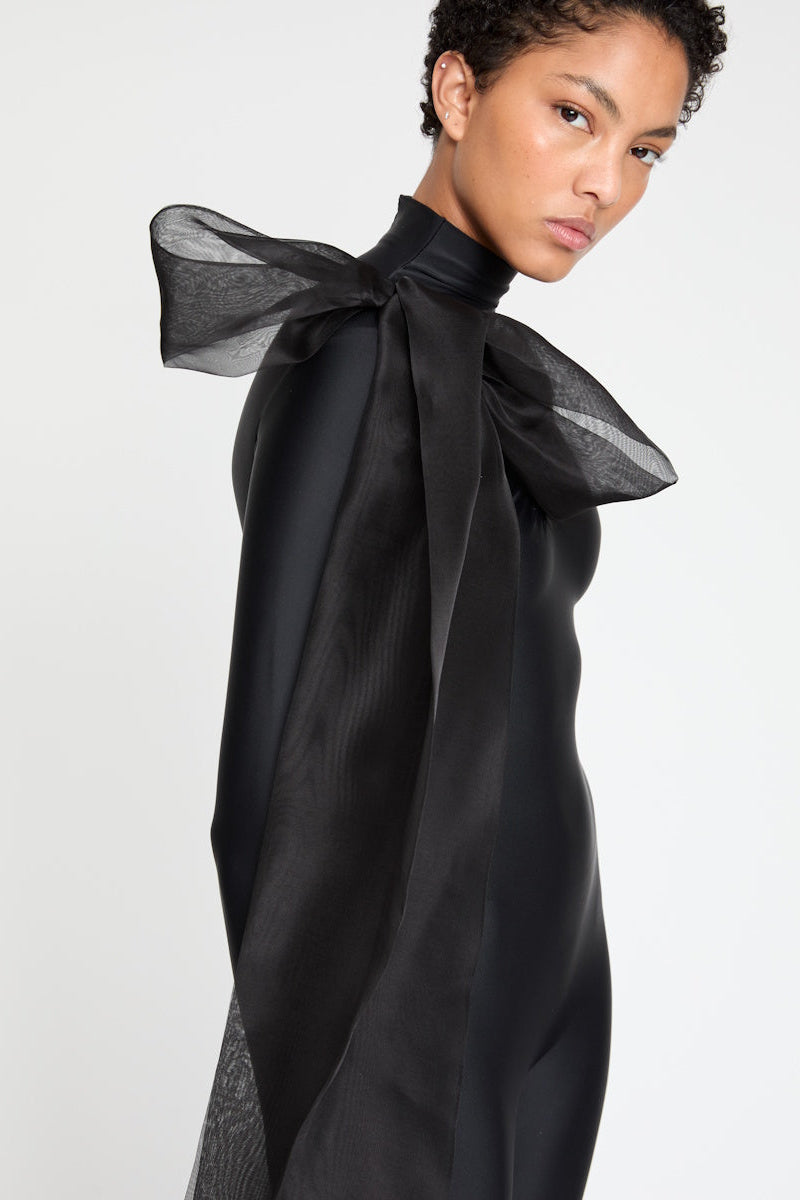 ATU Body Couture Catsuits Luna combinaison noire nœud soie S