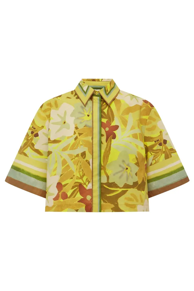 Alemaïs Maxi Cropped Shirt chemisier coton imprimé