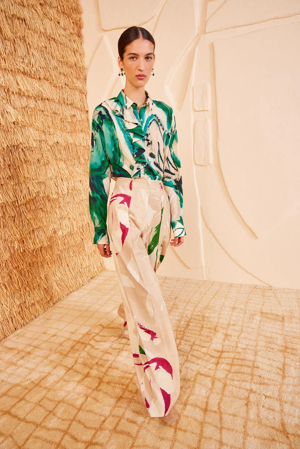 Ulla Johnson Study Blouse en Soie Portrait In Green