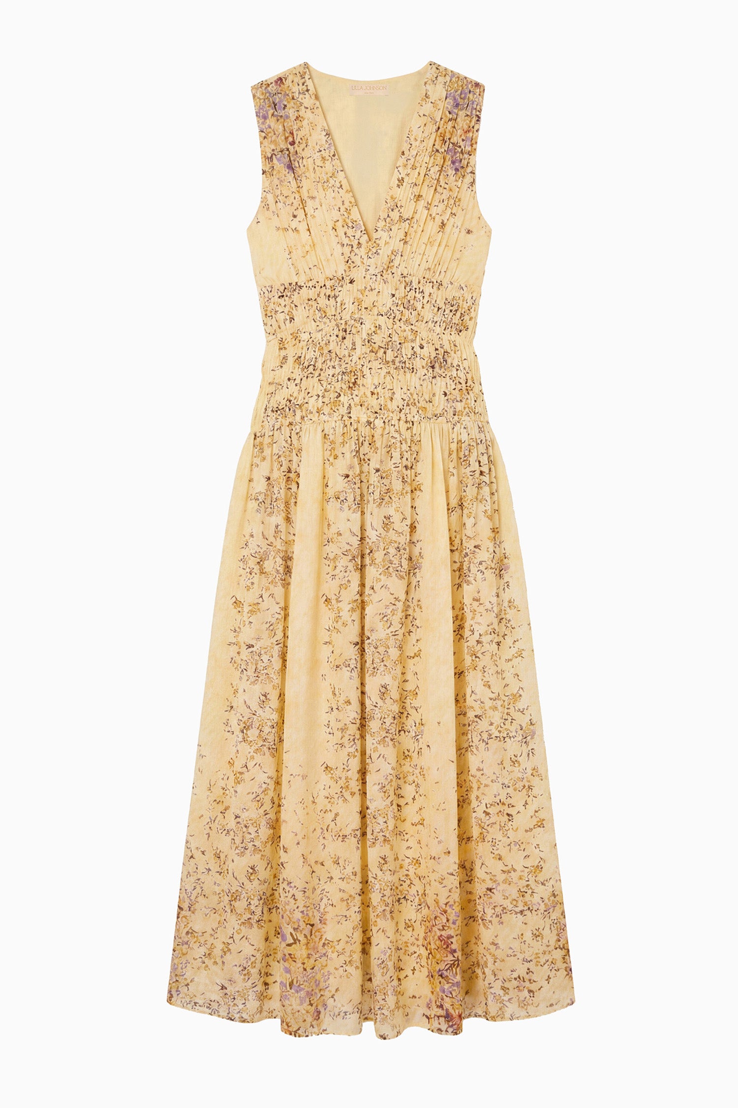 Ulla Johnson Sylvie robe midi soie forsythia sans manches