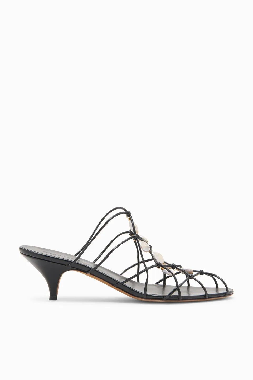 Ulla Johnson Colette sandale talon kitten Noir perles 50 mm