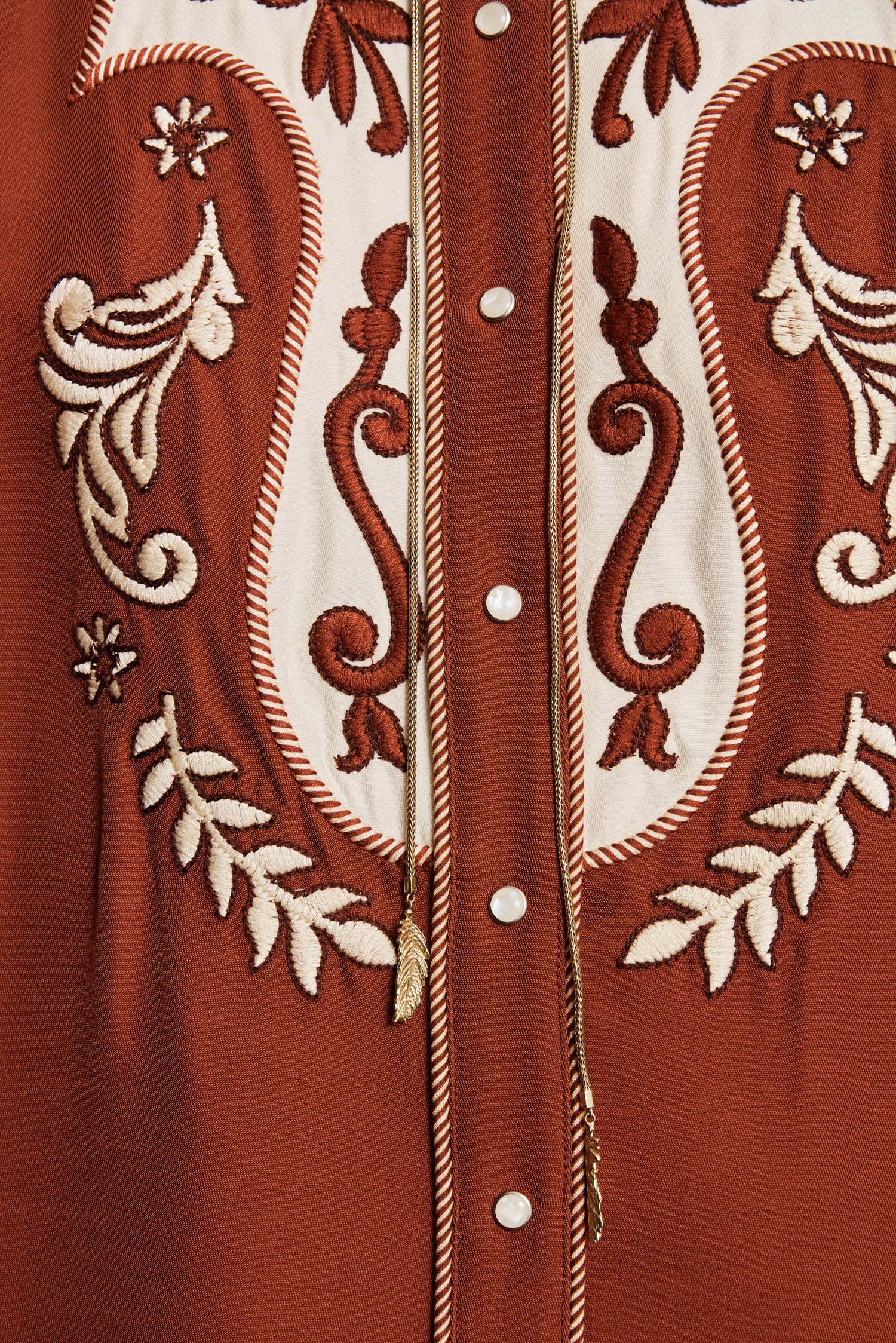 Alemaïs Duke Robe chemise midi brodée laine