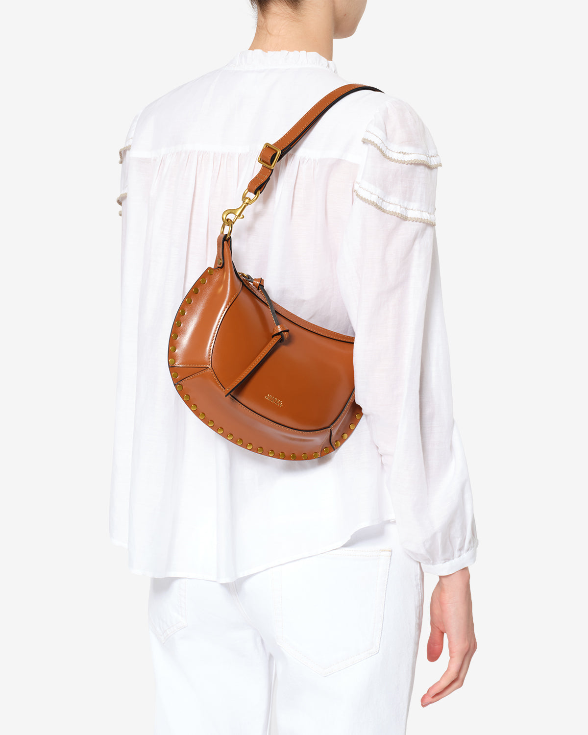 Isabel Marant Oskan Moon sac cuir cognac clouté