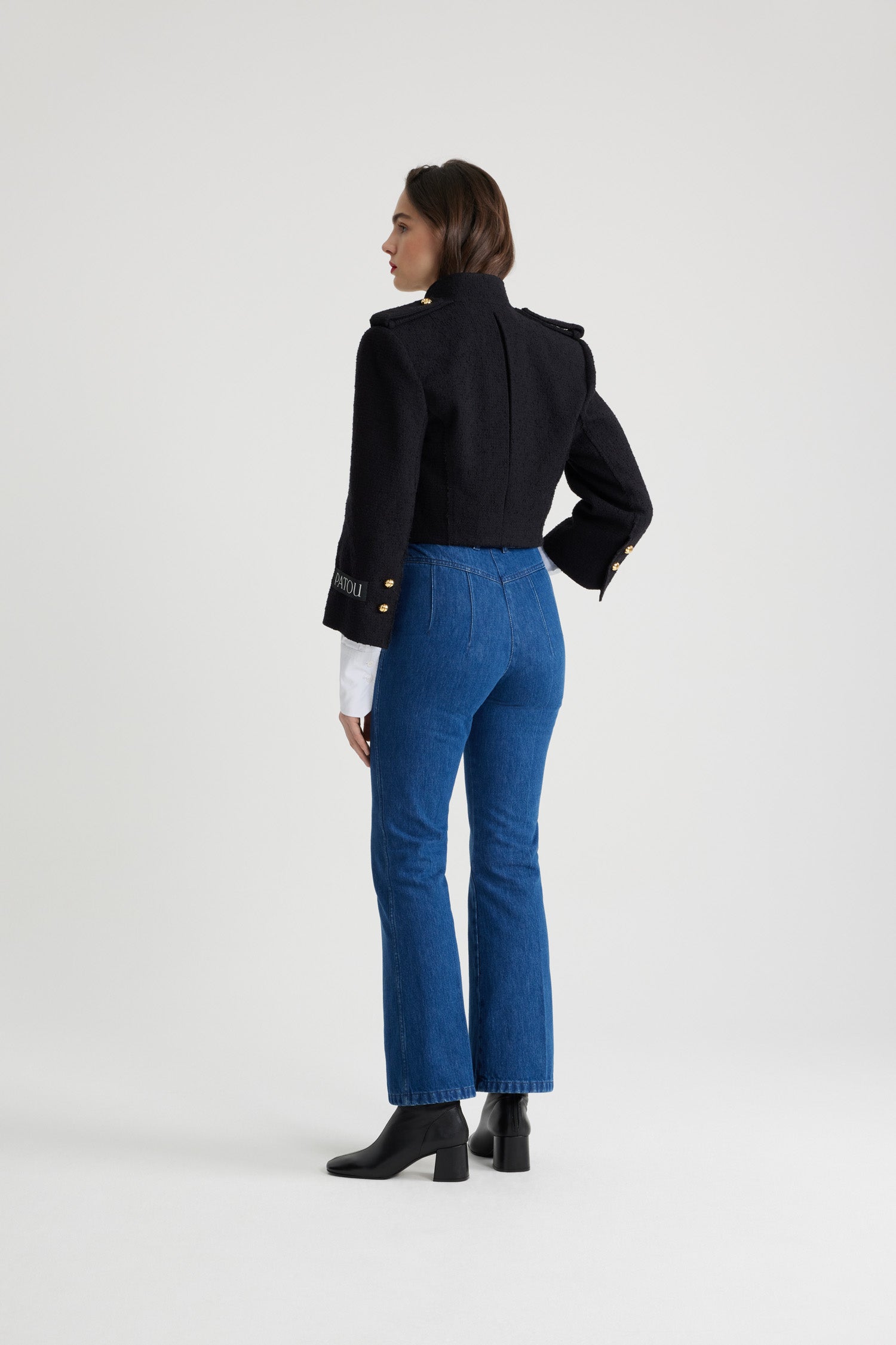 Patou Jackets veste JA0440185999B tweed noir laine coton