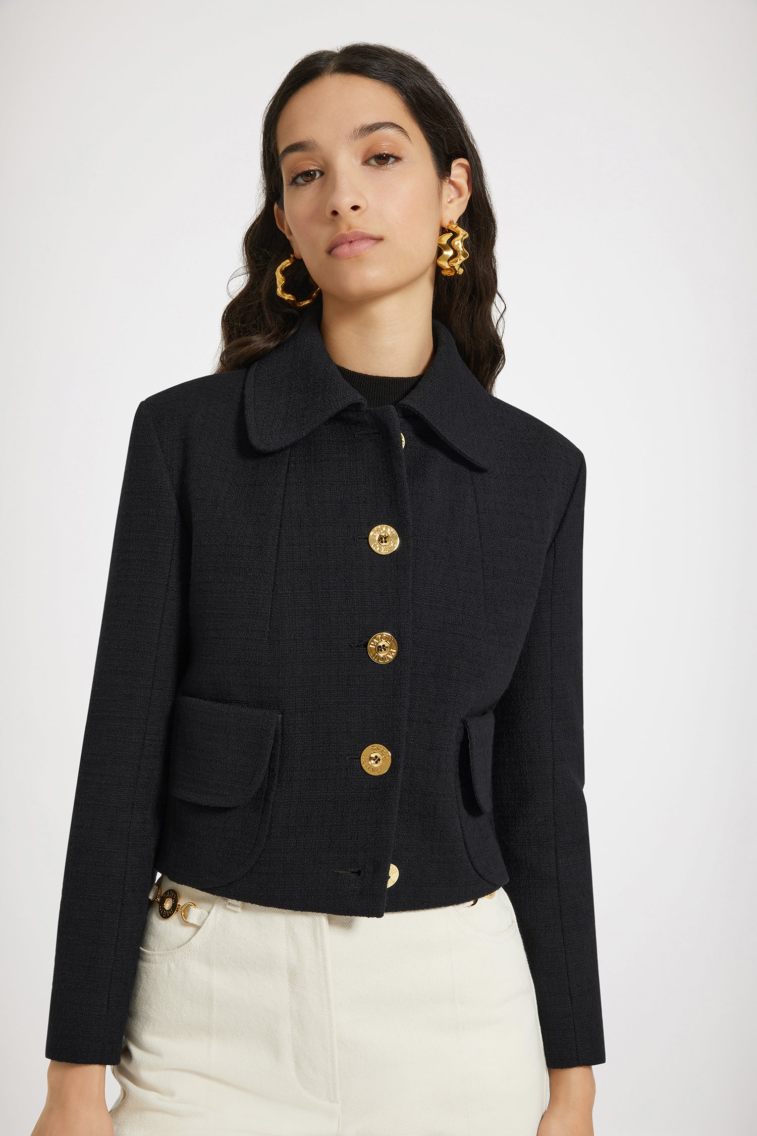 Patou Jackets JA0410162999B veste tweed coton noire