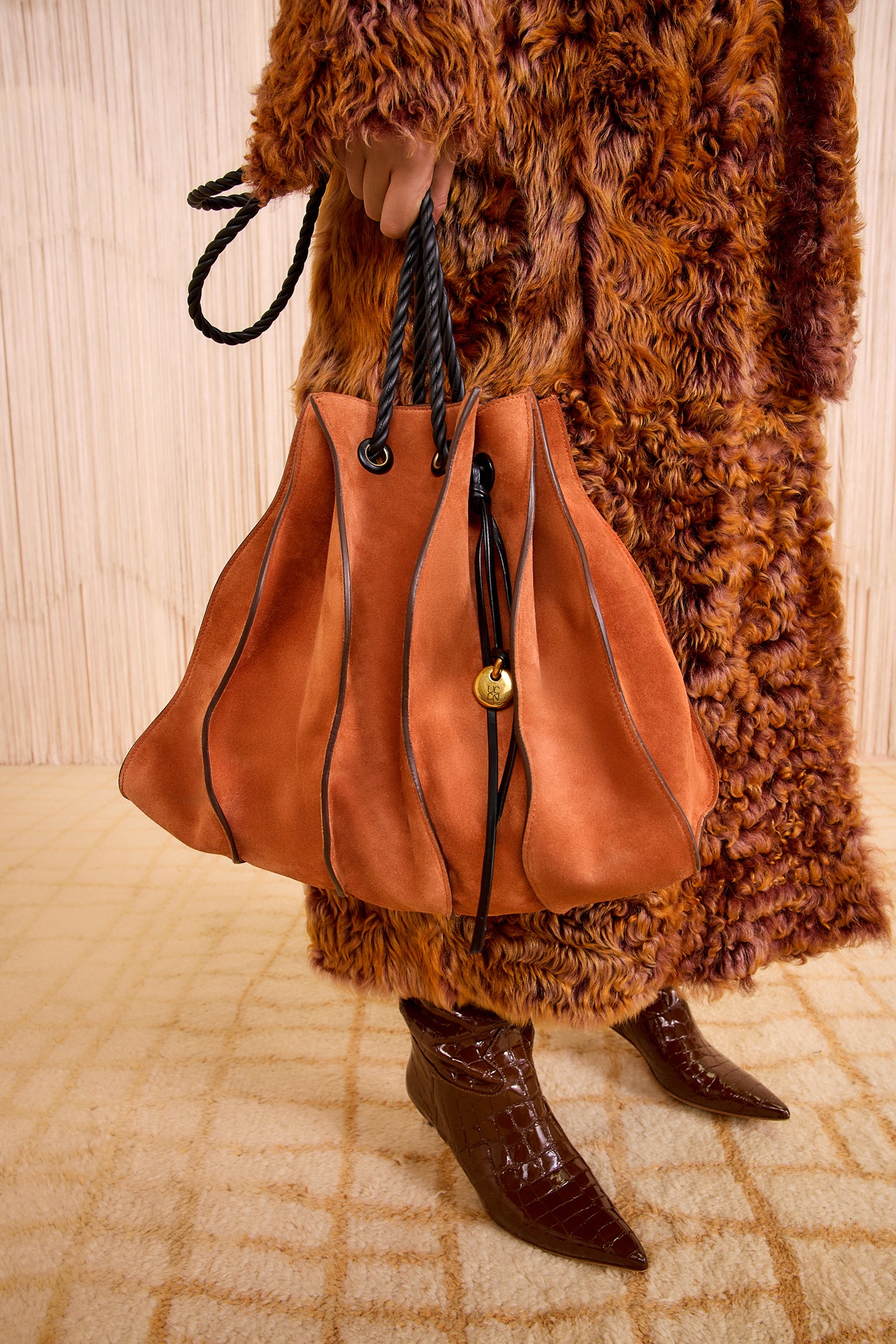 Ulla Johnson Adria tote cuir Sierra suède marron OS