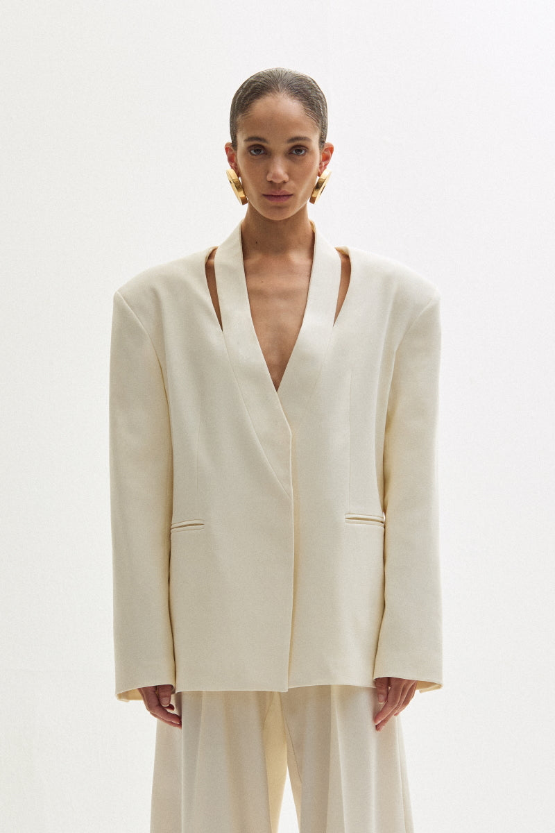 ATU Body Couture Scar blazer ivoire laine oversize