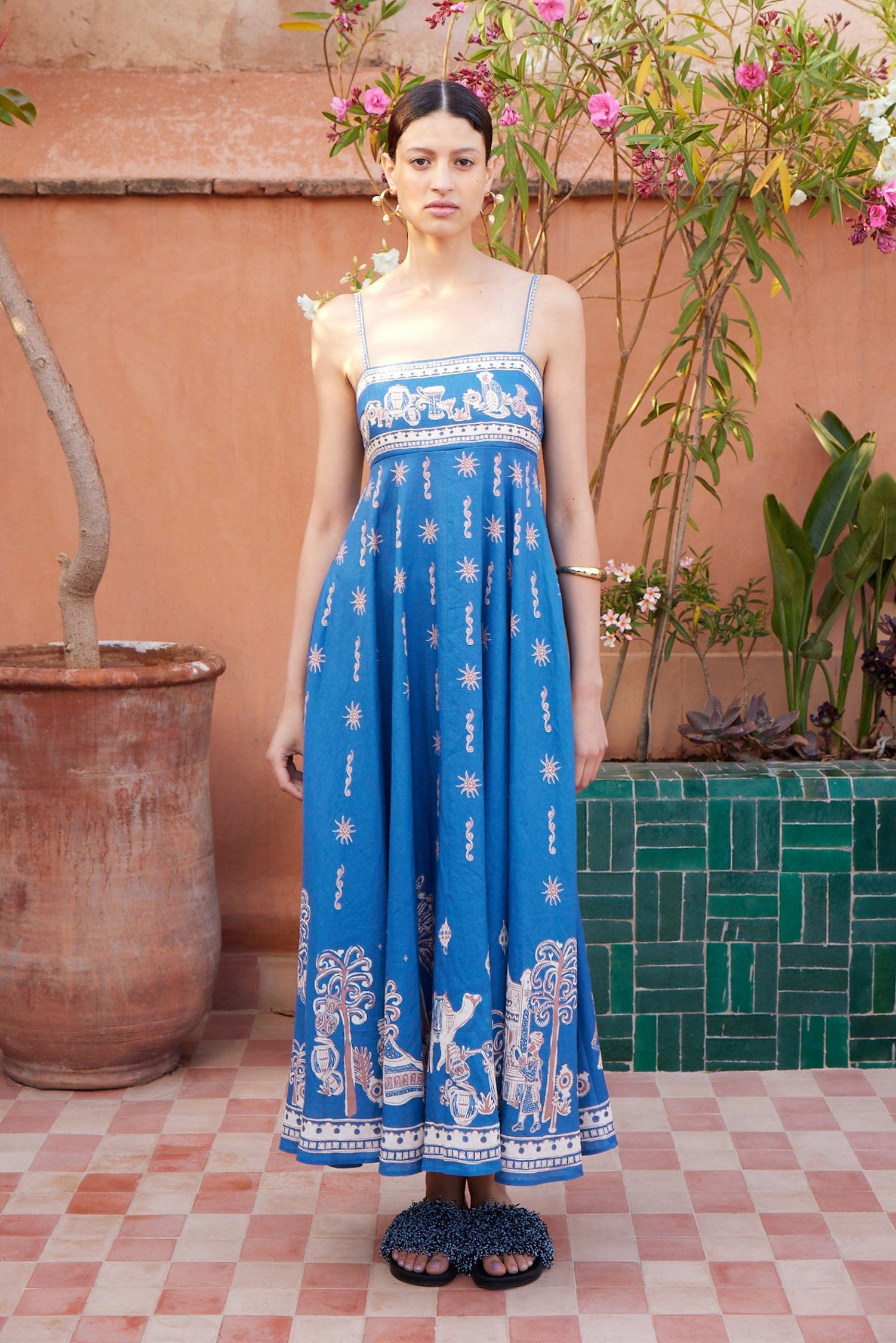 Alemaïs Acacia Sundress robe midi lin bretelles