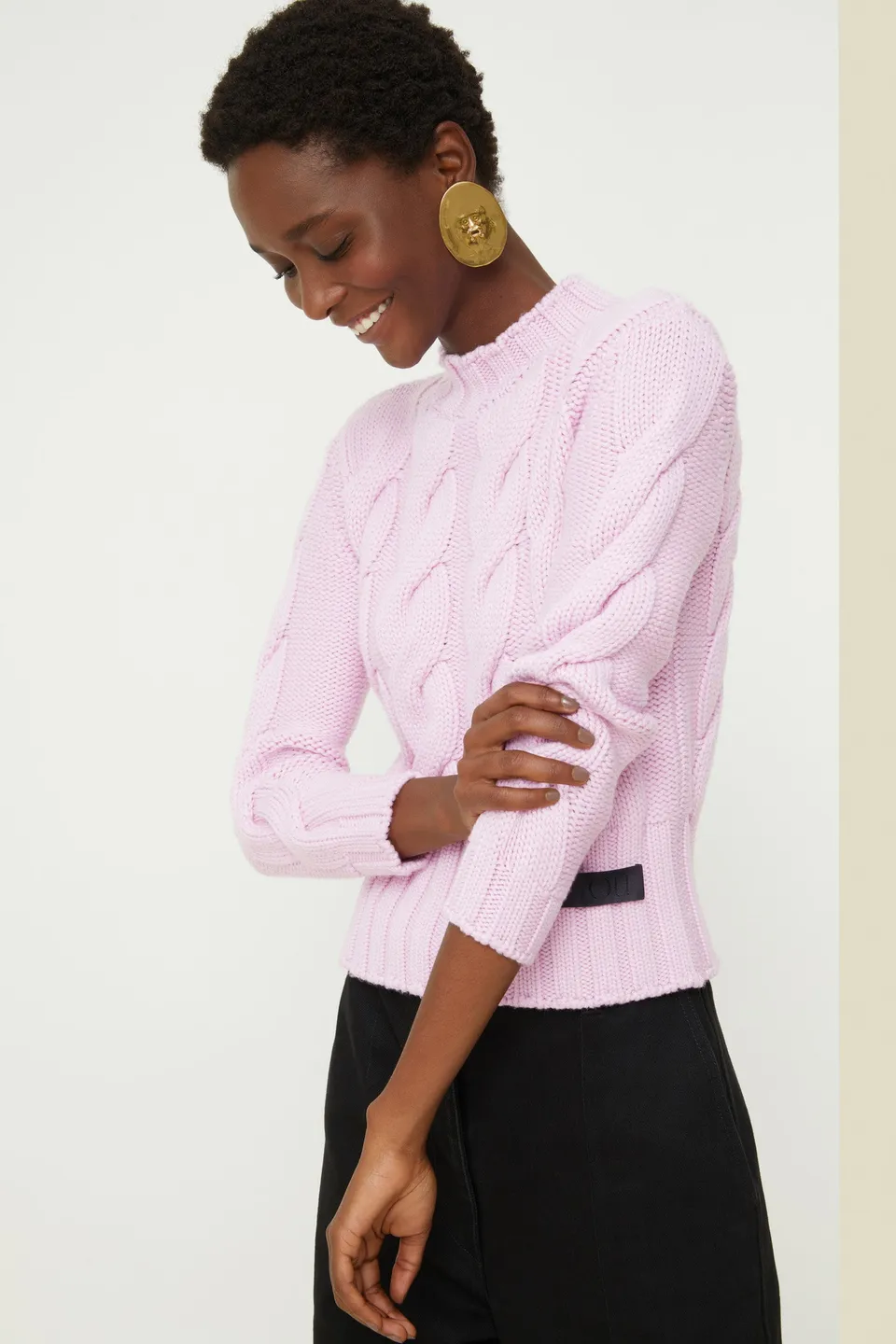 Patou Knitwear pull torsadé lilas P21KN049 laine mérinos