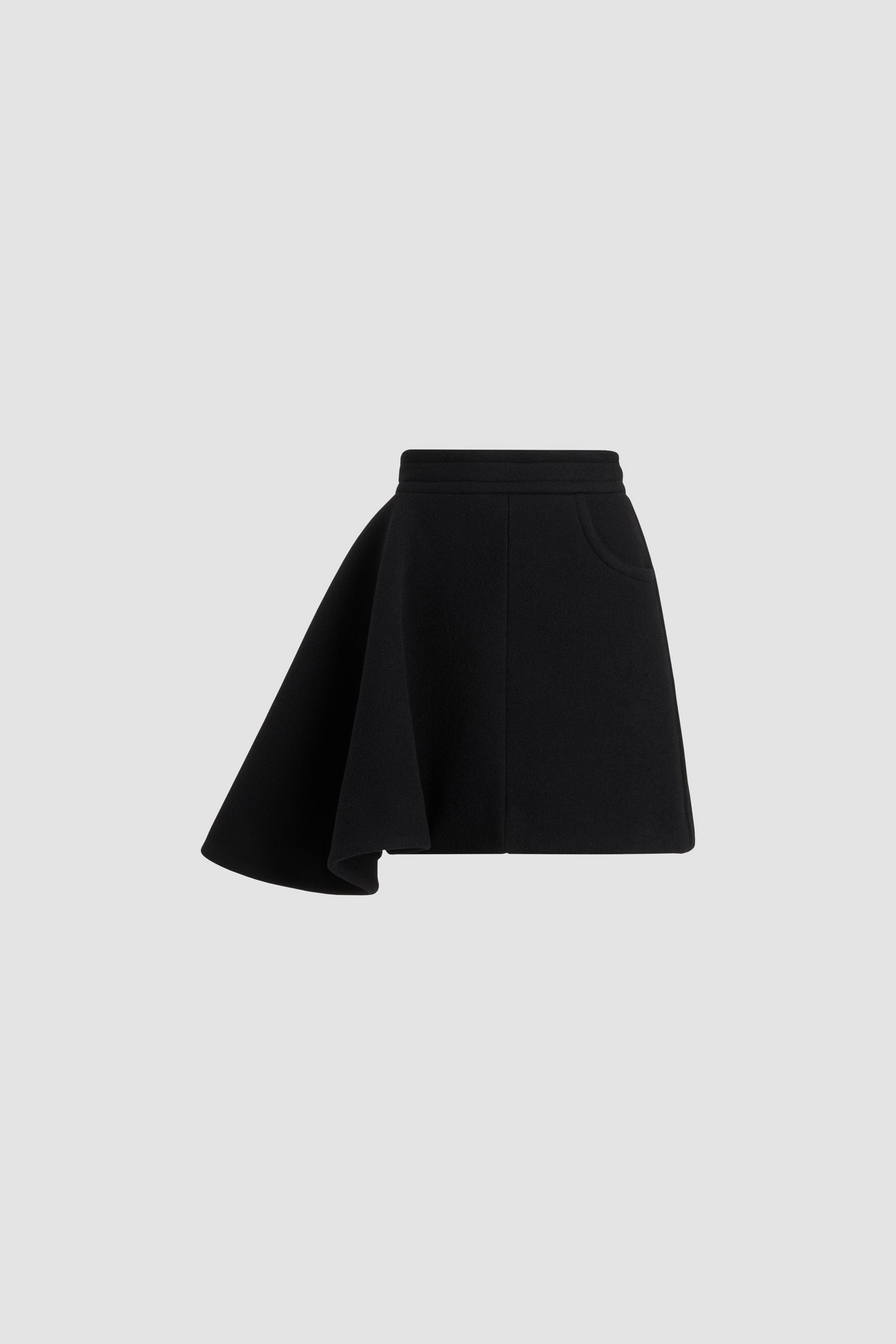 Patou SK089 mini jupe noire laine asymétrique