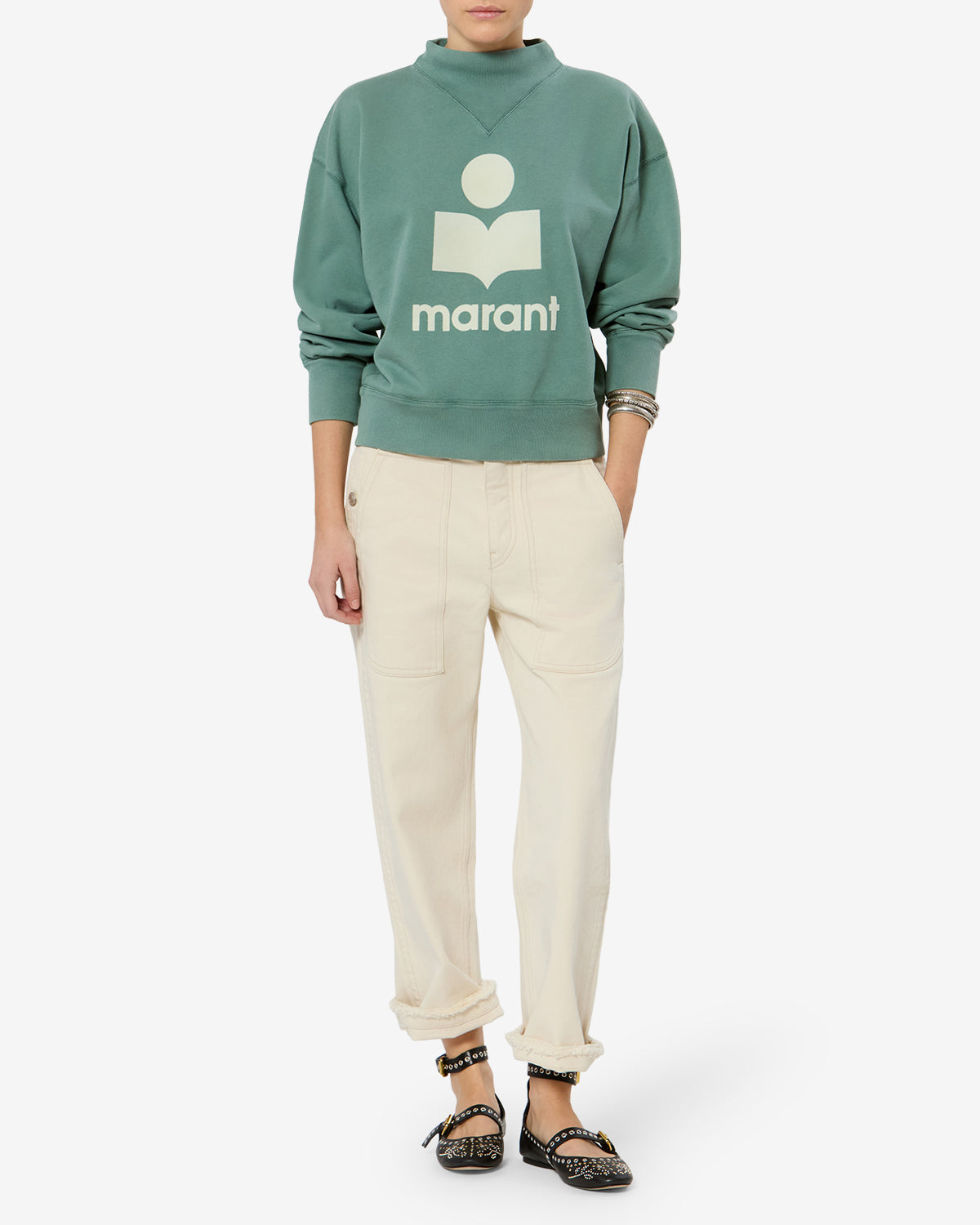 Isabel Marant Moby sweatshirt coton sauge écru logo