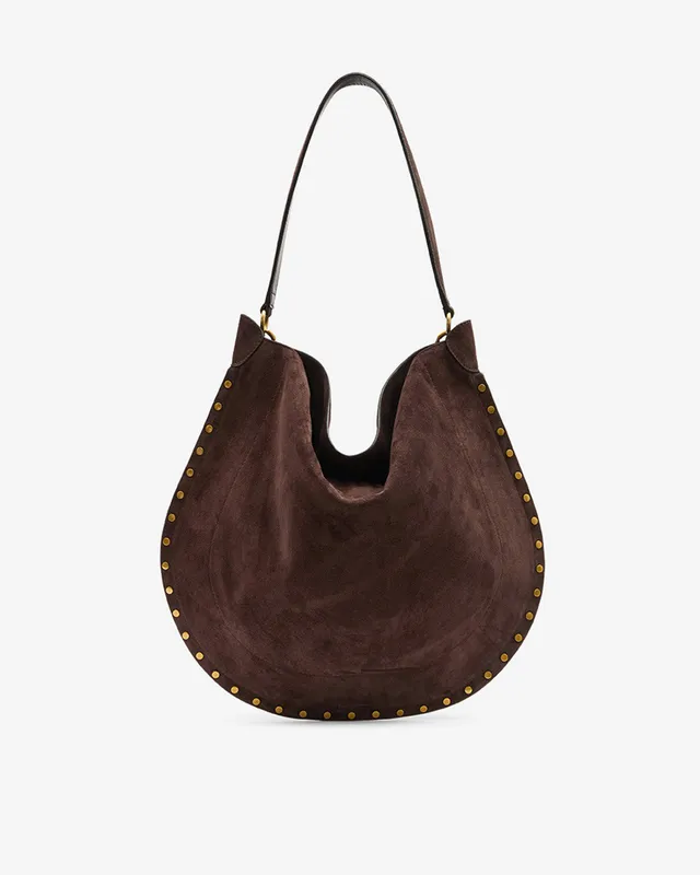 Isabel Marant Oskan sac hobo cuir velours café