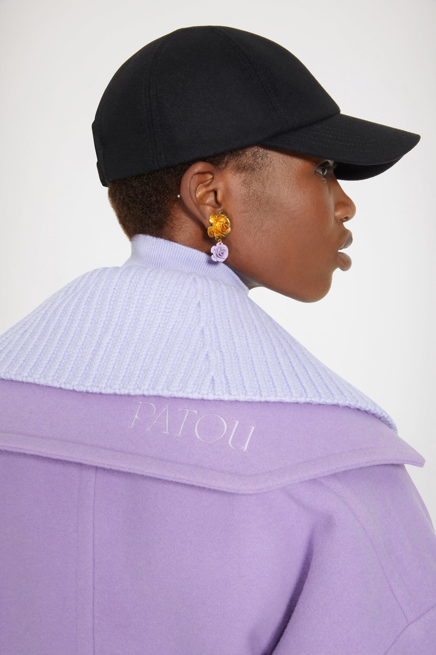 Patou CO013 manteau long laine violet