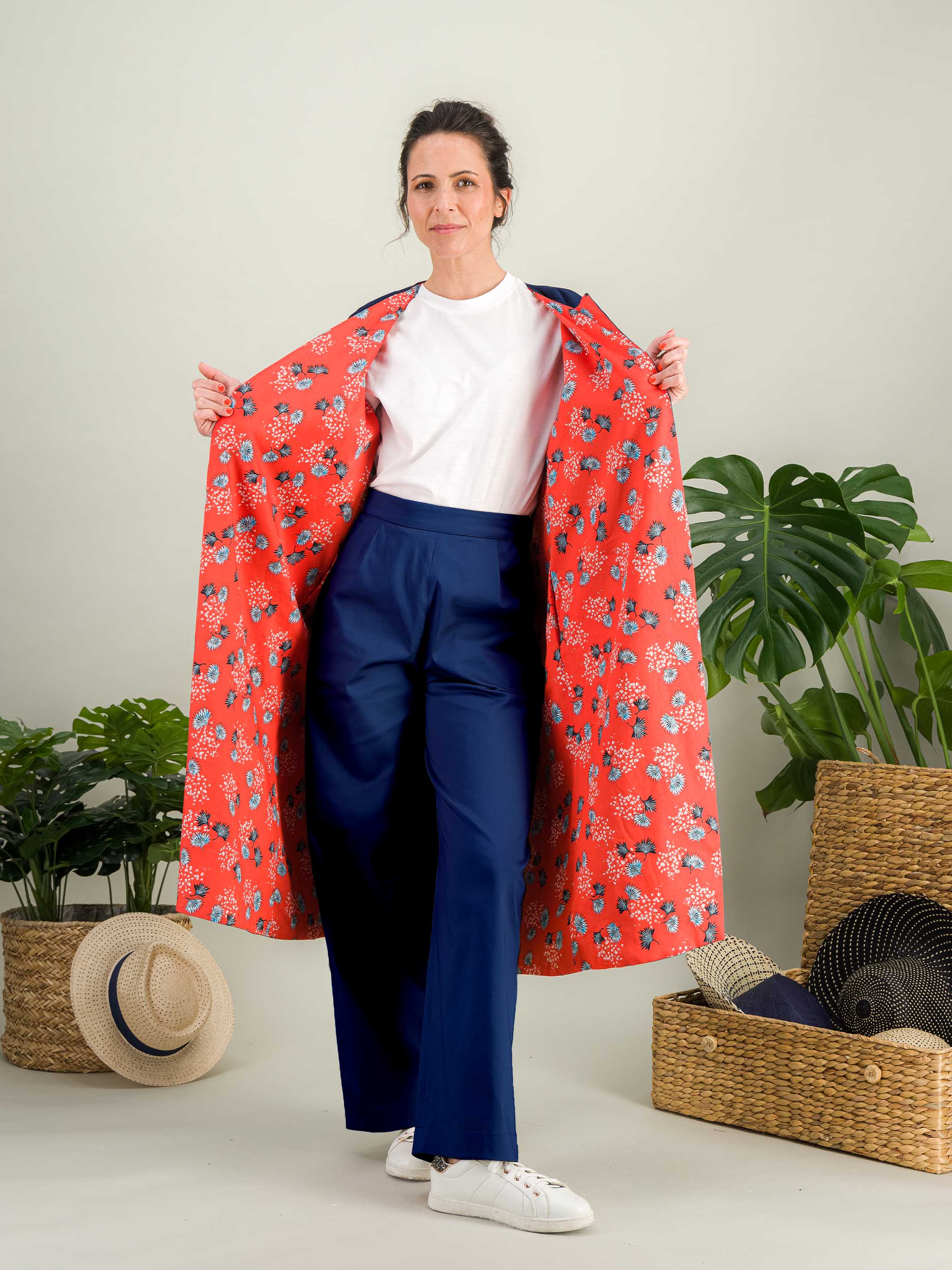Anahide Saint André Haori veste kimono réversible coton fleuri