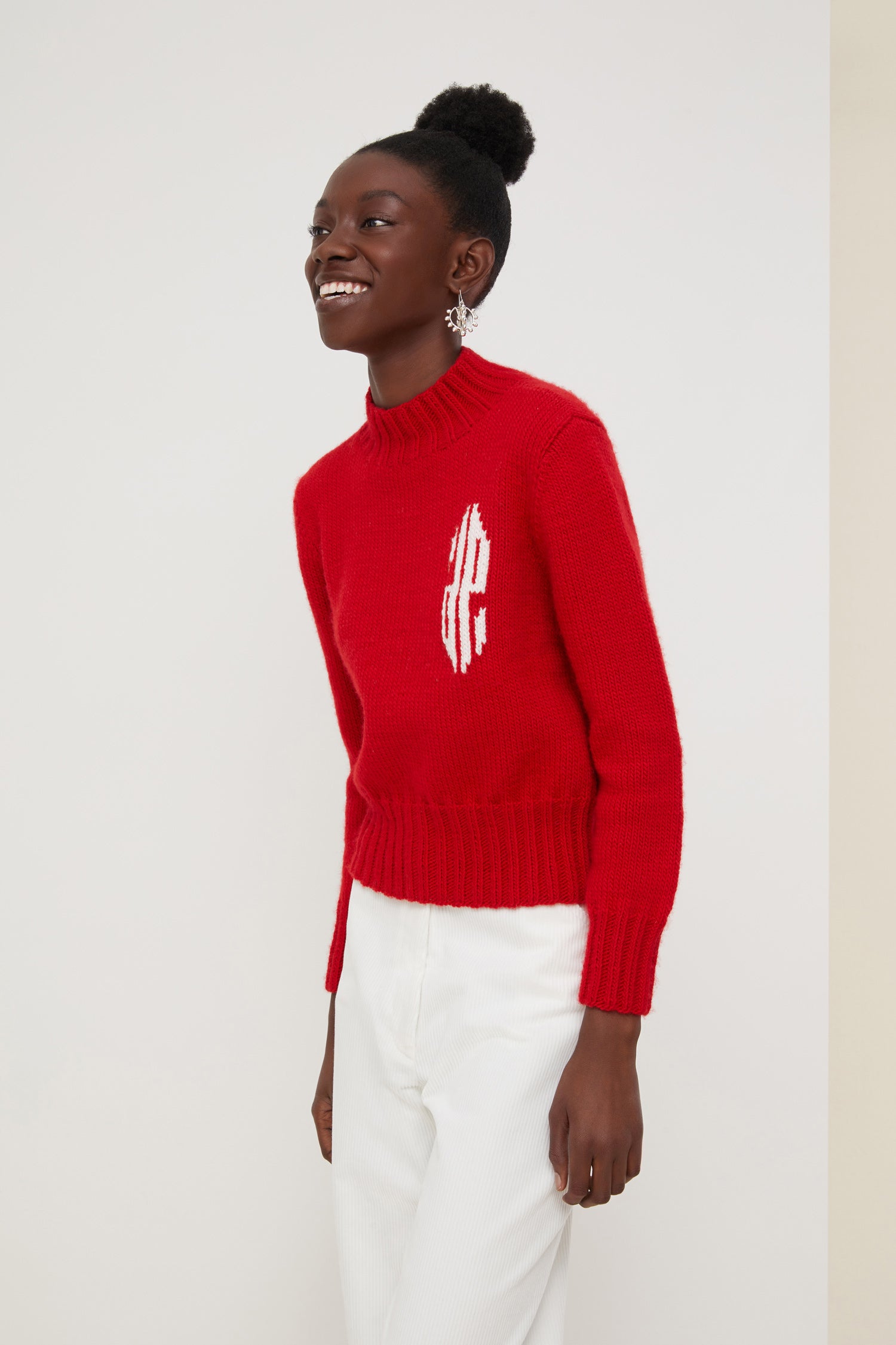 Patou KN028 A20KN0288027302R pull rouge laine cropped