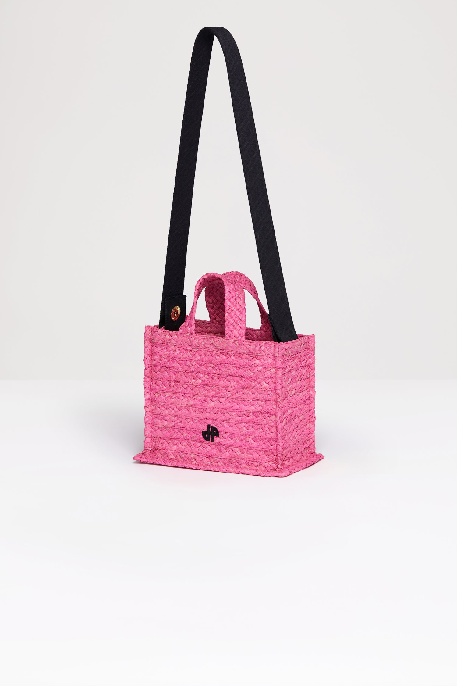 Patou Small JP tote sac raphia rose bégonia TU