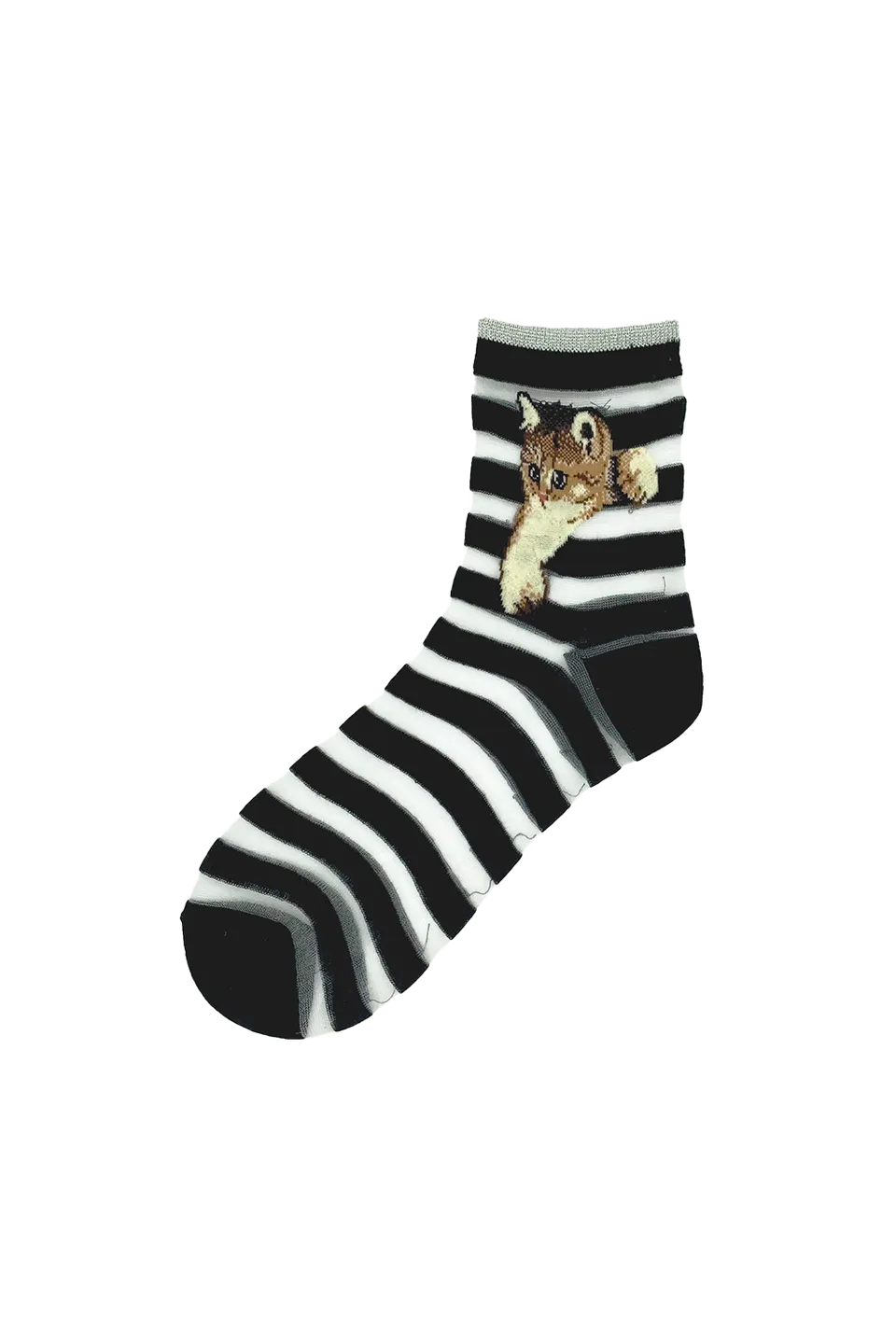 PAUL & JOE Nounette chaussettes noires épaisses bandes chat