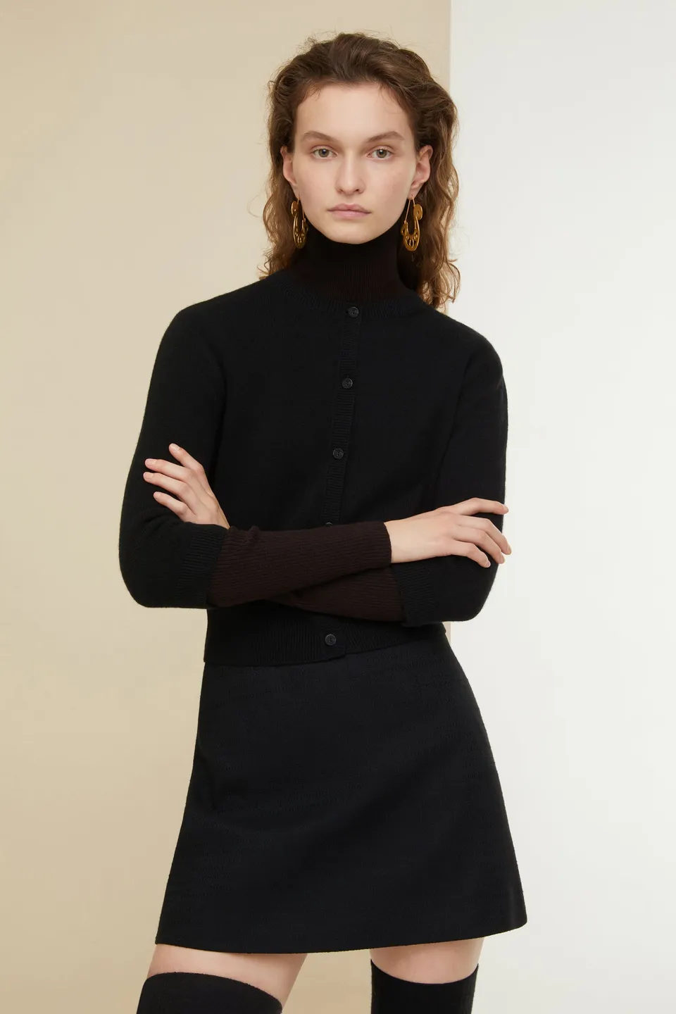 Patou SK021 mini jupe tweed noir coton bio