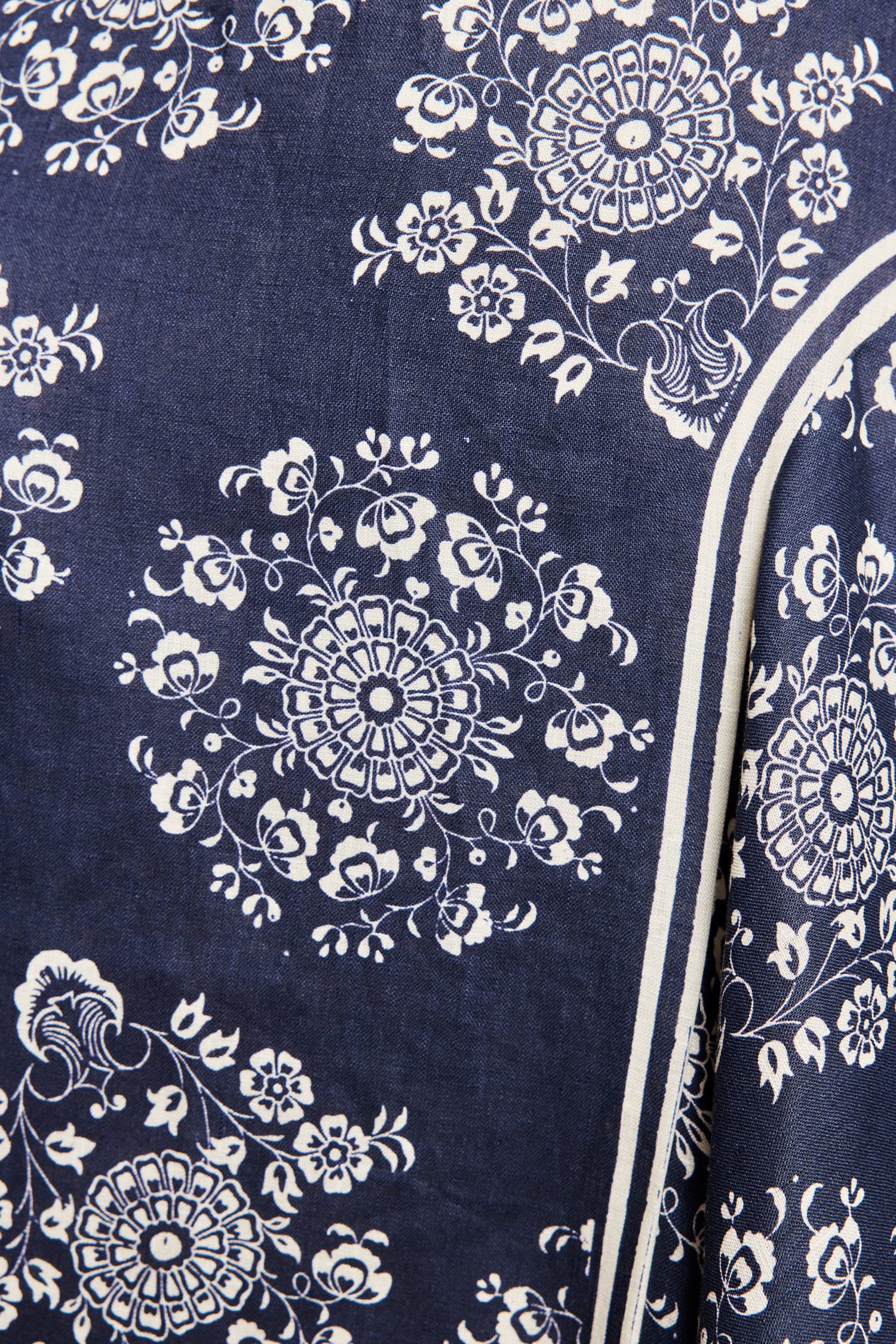 Alemäis Banderra robe midi lin fleurs taille empire