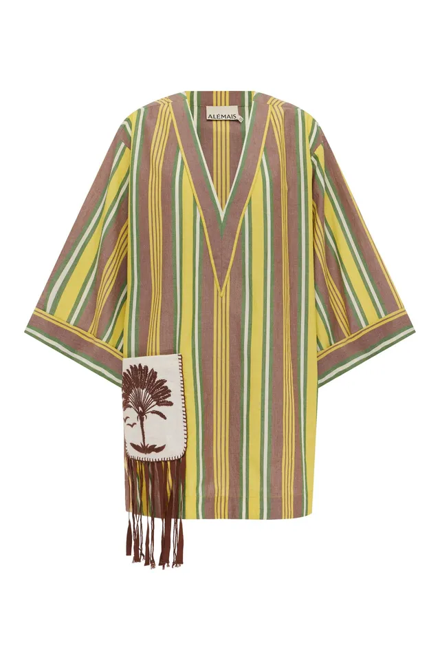 Alemais Clover robe mini coton bio rayée col V