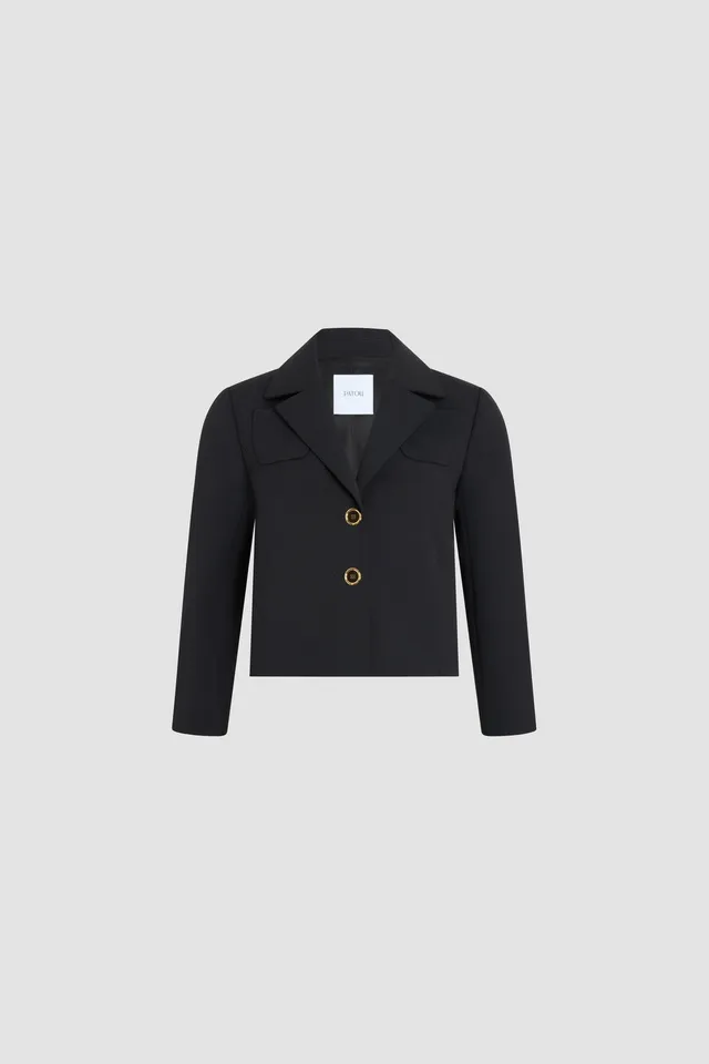 Patou P26JA0460103999L veste tailleur noire boutons dorés
