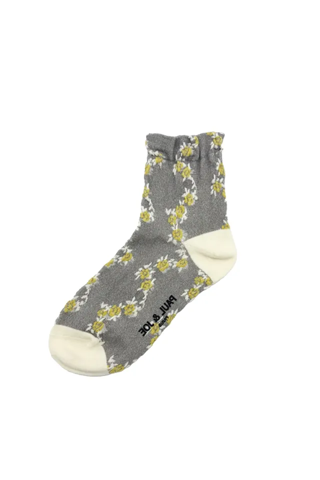 Paul & Joe chaussettes fleurs jaune gris 36-39