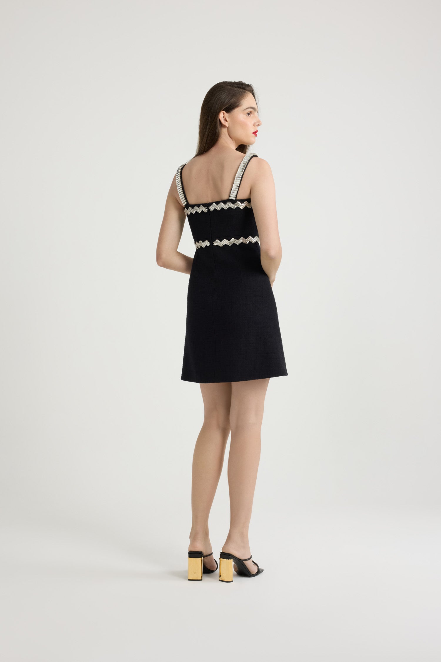 Patou Dresses robe tweed coton noir 34-44 mini