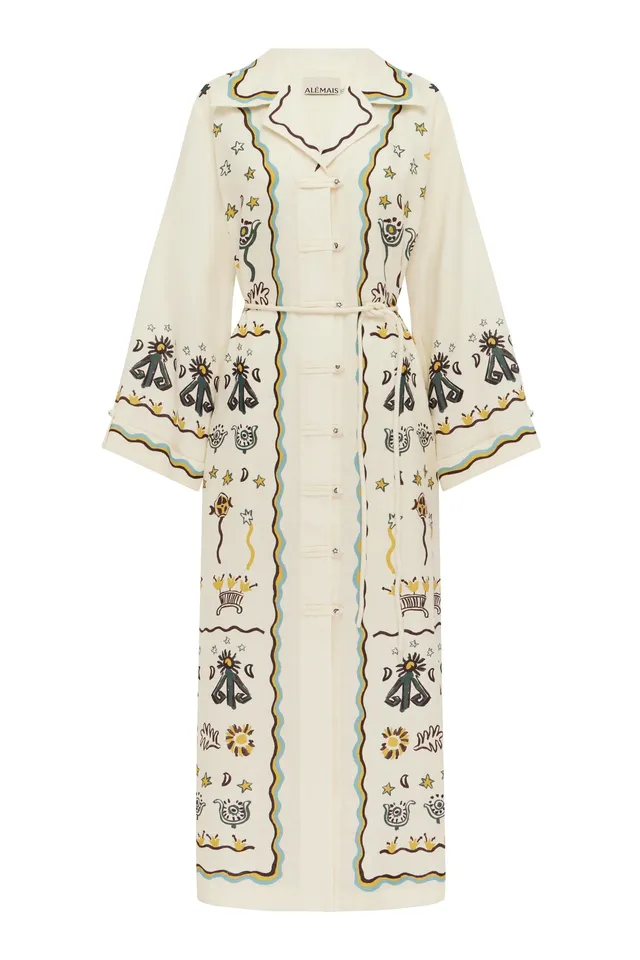 Alemäis Sun Dancer Shirtdress robe midi viscose imprimé