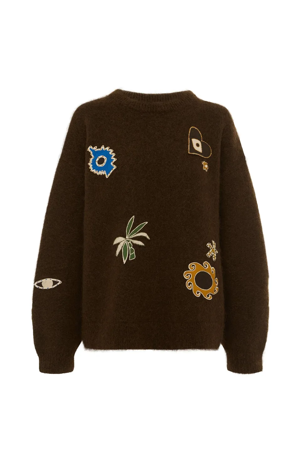 Alemaïs Maroc pull brodé mohair col rond