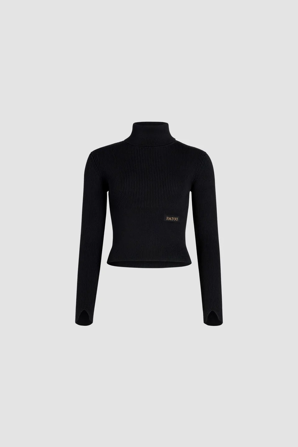 Patou KN184 pull col roulé laine cachemire noir