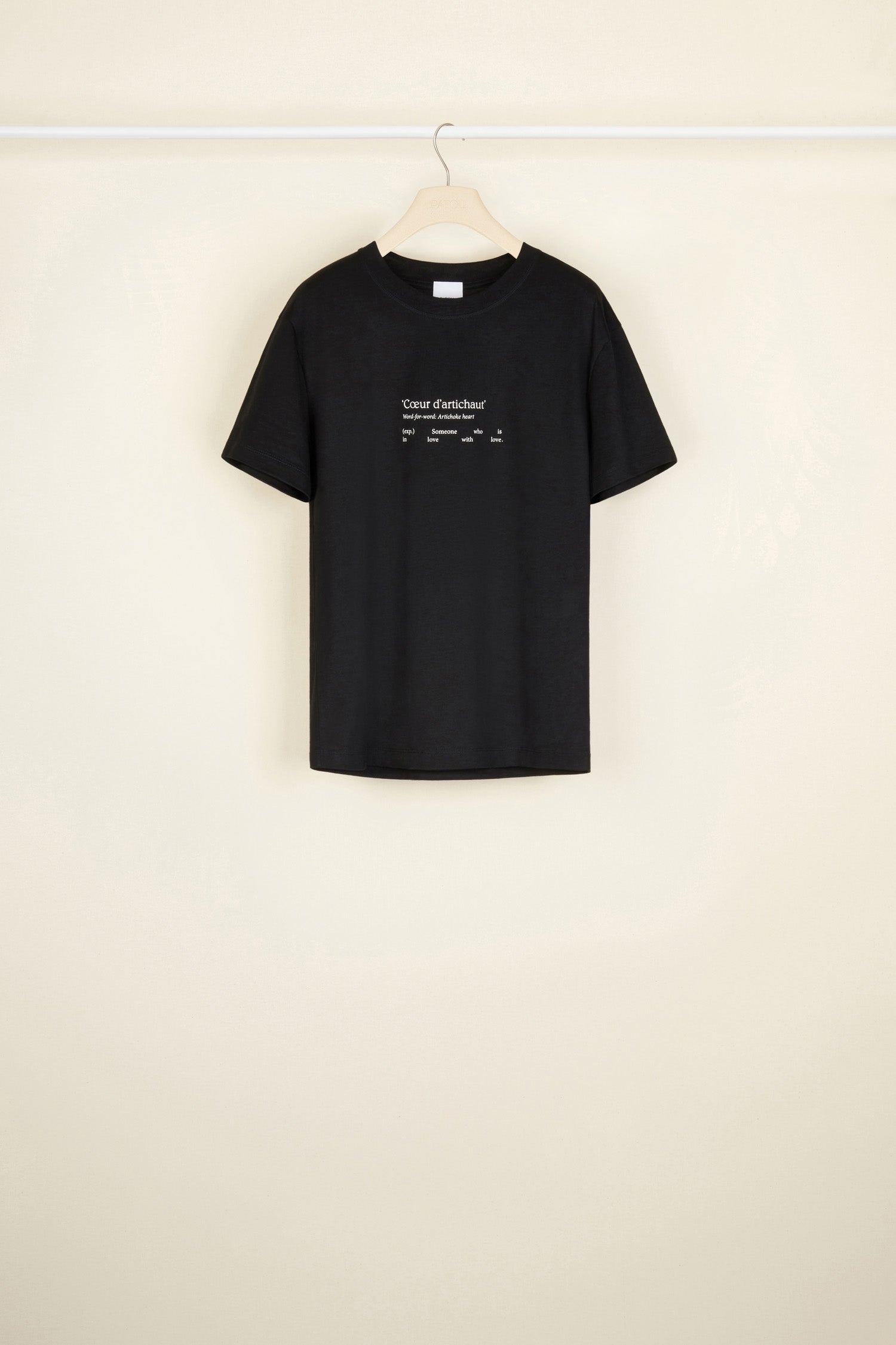 Patou Tee Coton Bio Noir Cœur Taille XS-XXL