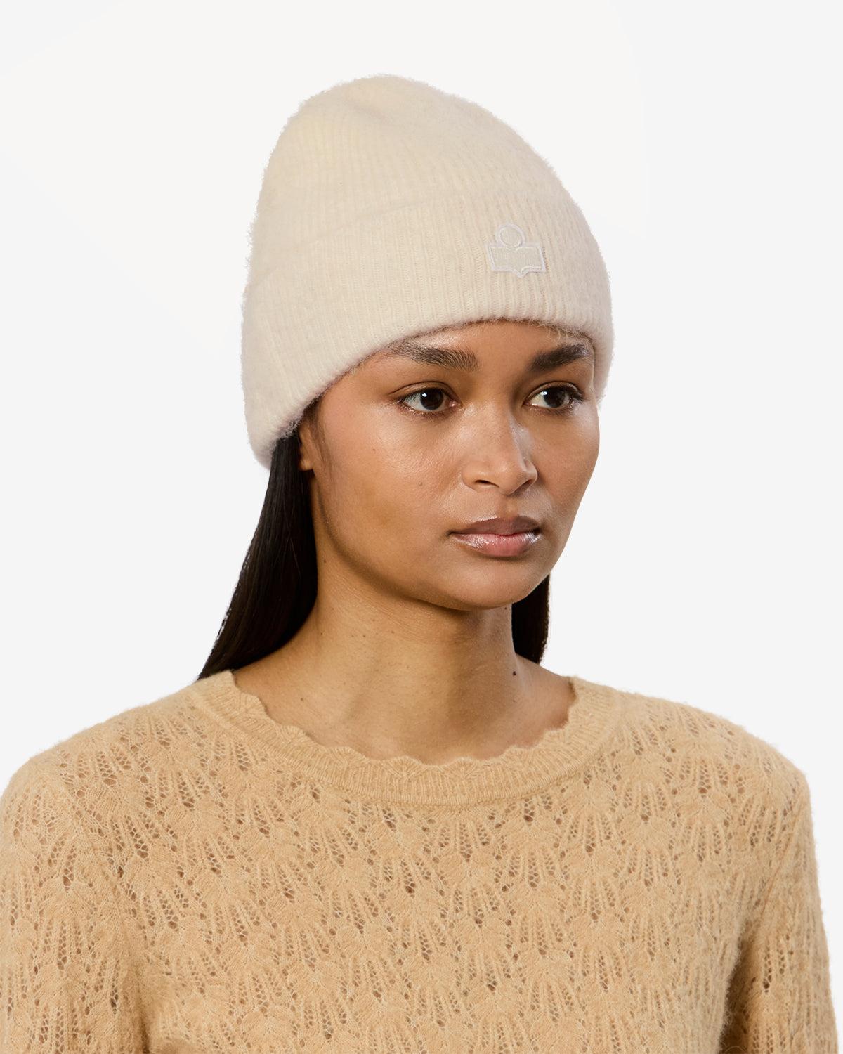 Isabel Marant Peeta bonnet alpaga écru maille