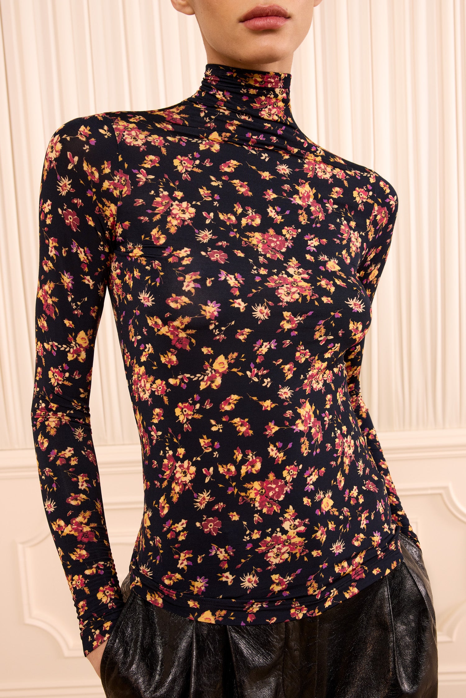 Ulla Johnson Aurelia FA260800 haut jersey noir floral