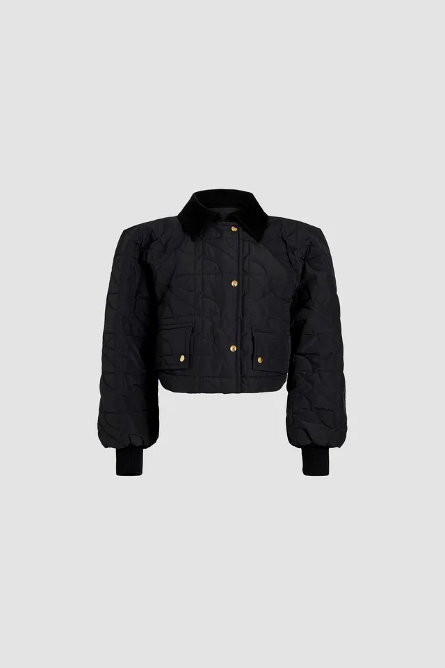 Patou Jackets H24OU0270188999B bomber noir cropped nylon recyclé