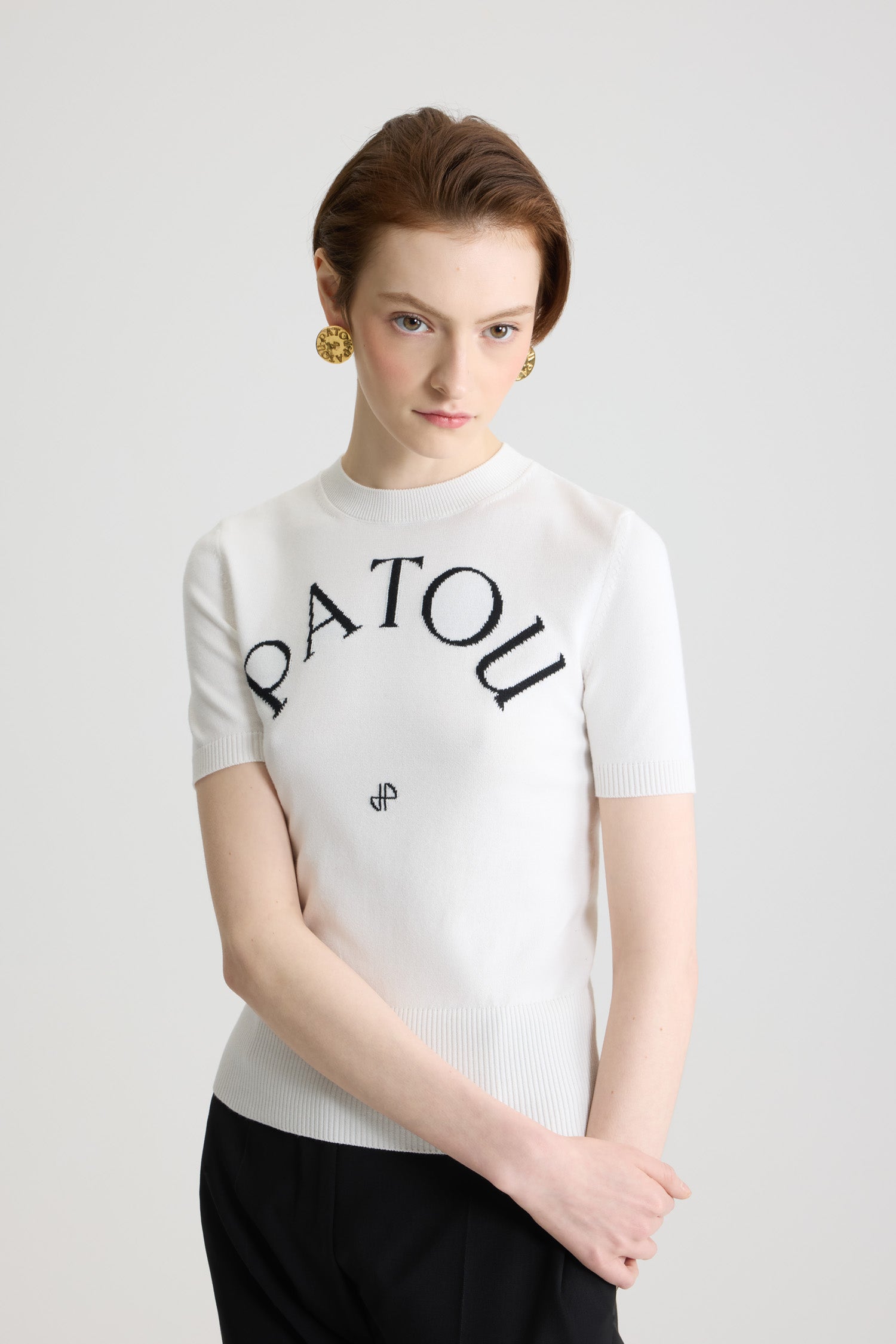 Patou Knitwear P22KN0688045001W top coton blanc logo