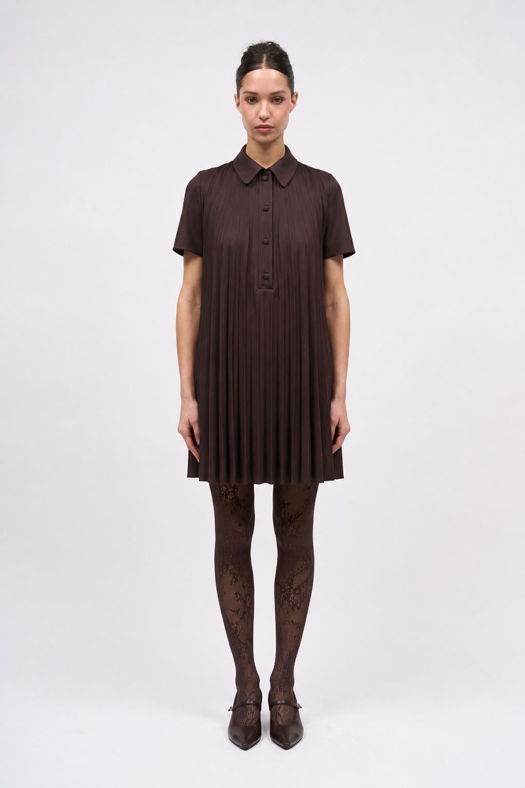 Paul & Joe robe Filippa plissée crème laine cady