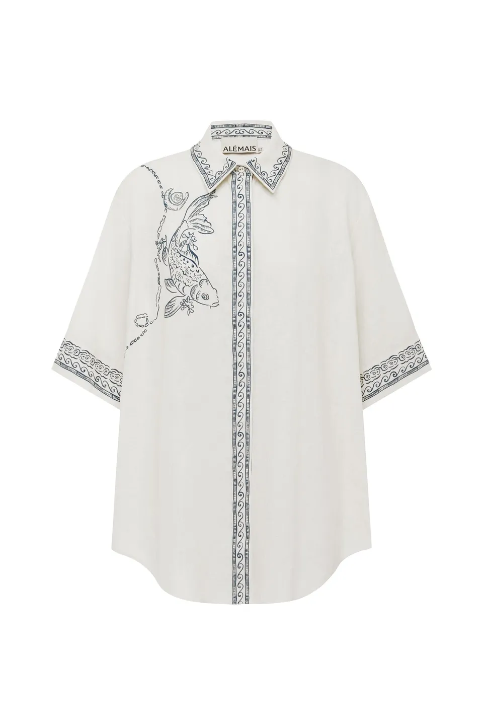 Alemais Lucky chemise lin carpe koi manches courtes