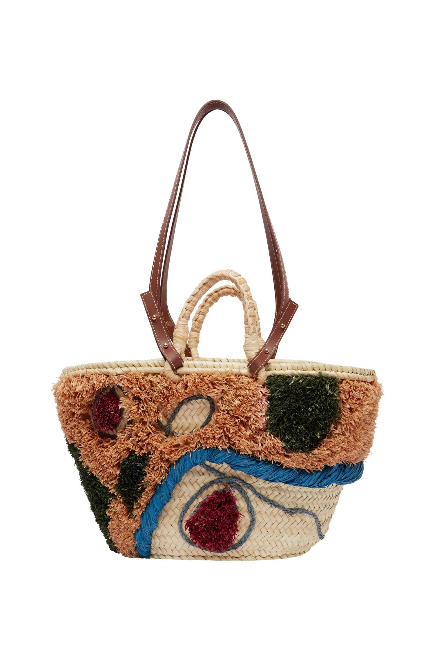 Alemaïs Michelle panier midi raffia cuir