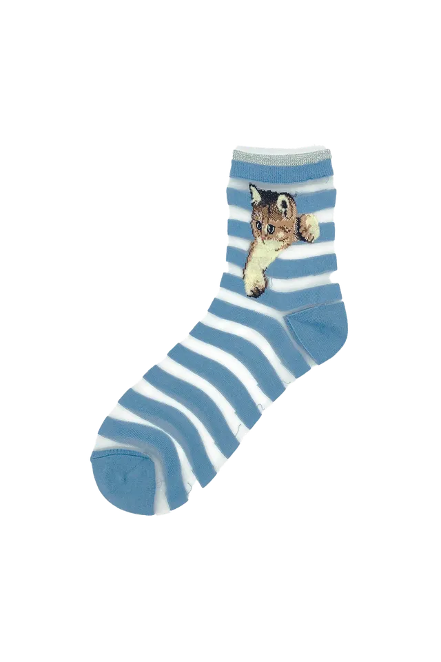 Paul & Joe Chaussettes bleues bandes transparentes Nounette