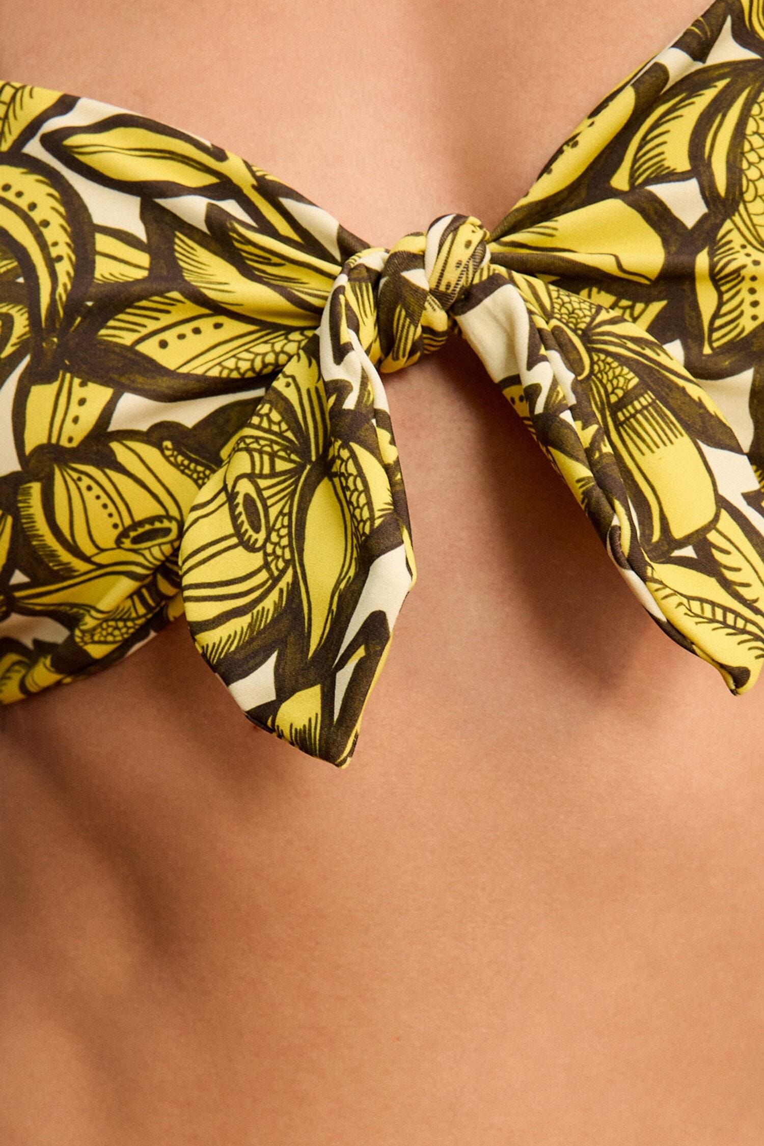 Alemäis Mona Tie haut de bikini imprimé fleur banane