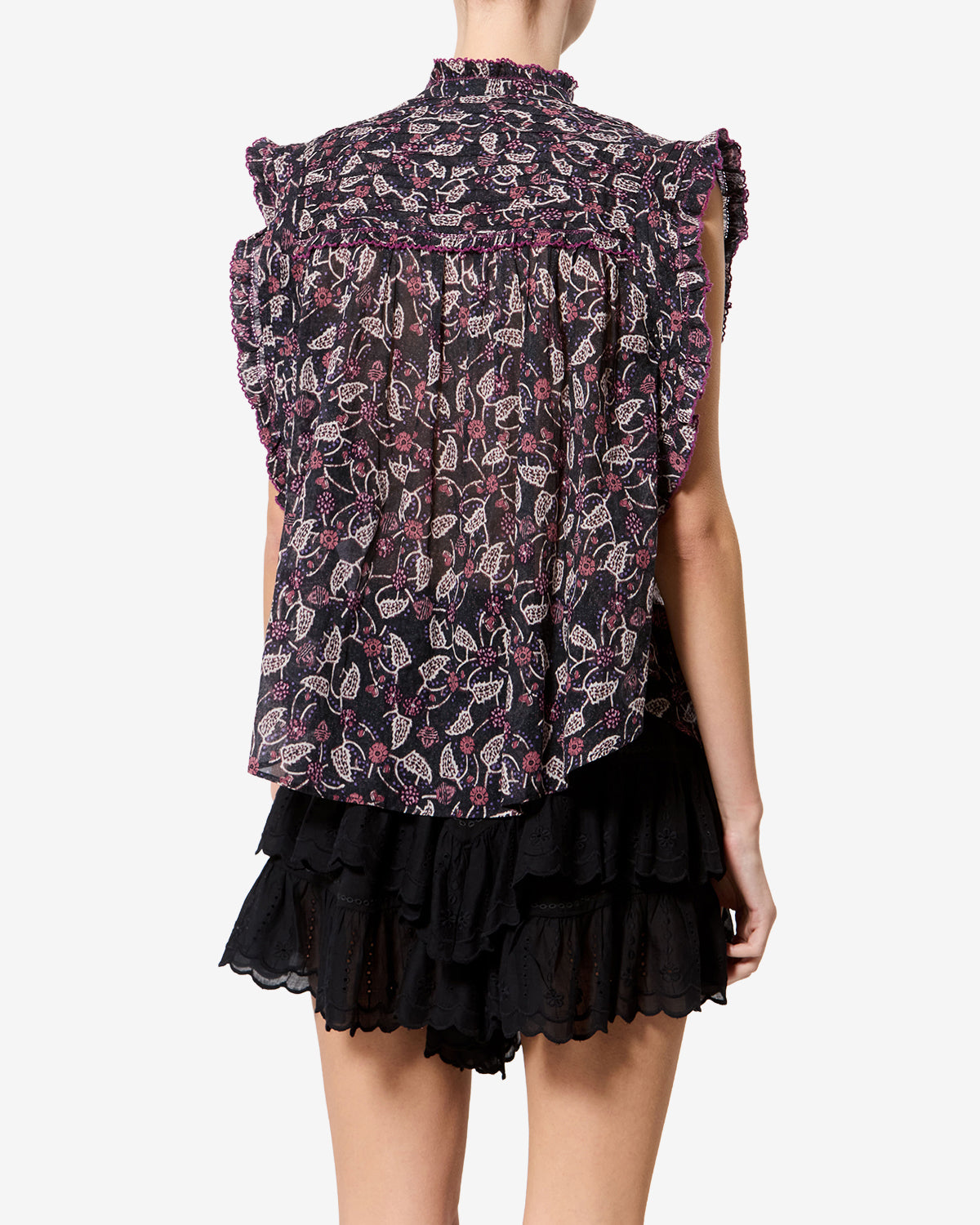 Isabel Marant Dersia HT0948FA top Noir/Framboise coton