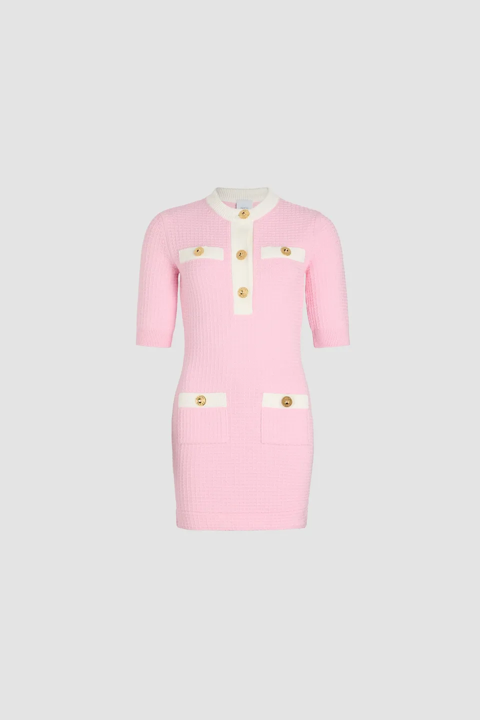 Patou KN239 mini robe maille coton rose gaufrée
