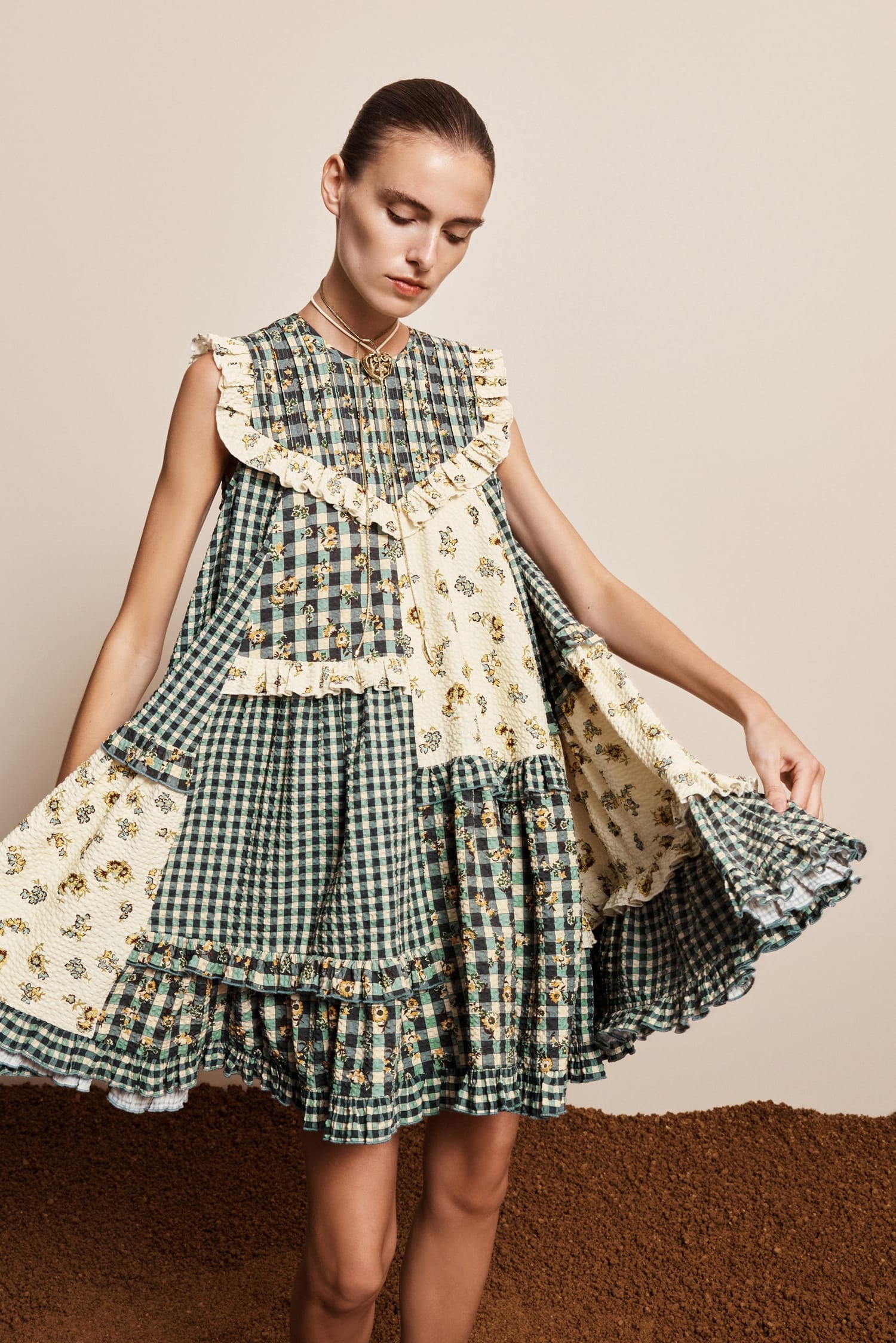 Alemäis Outrider robe mini patchwork seersucker fleurie